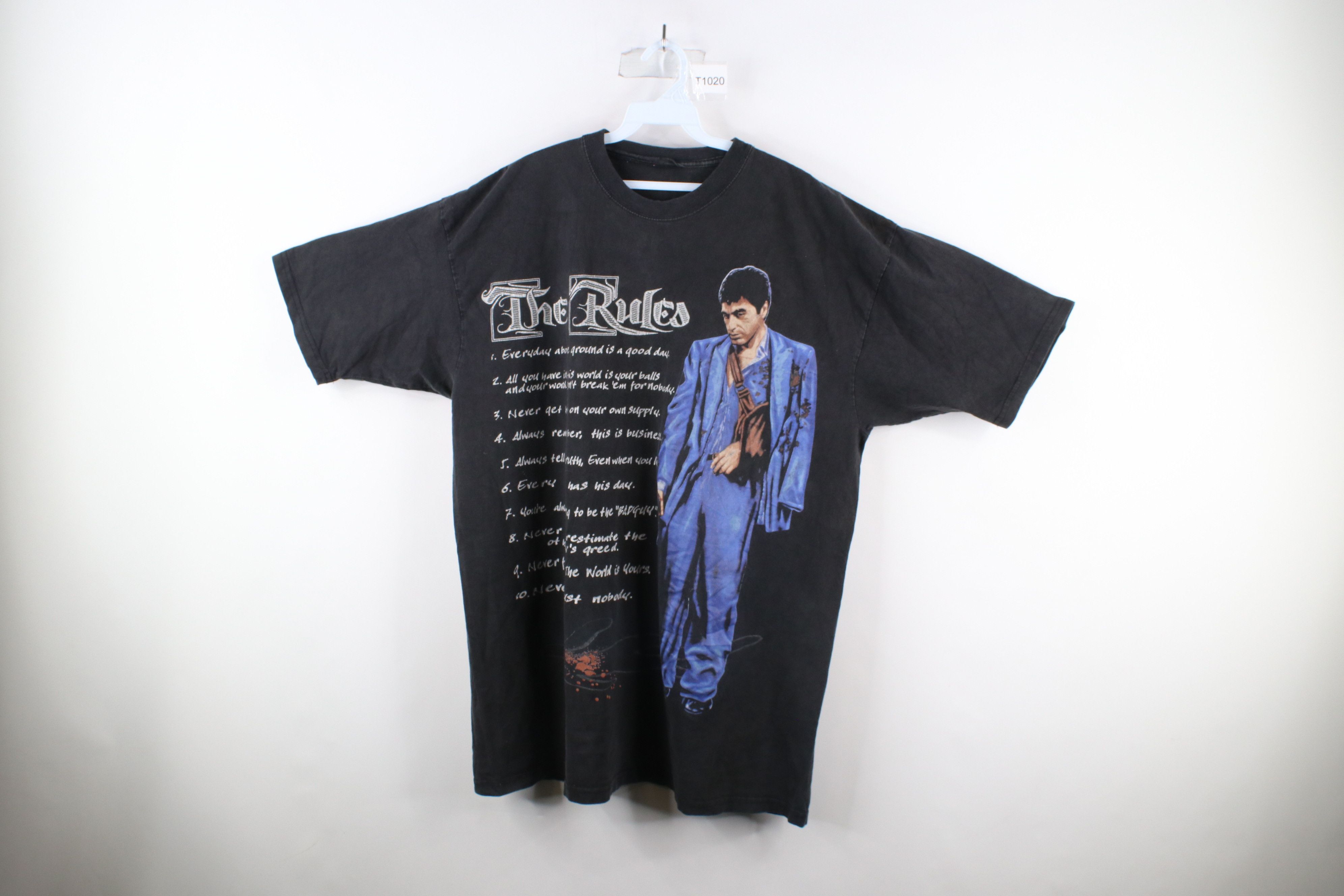 Vintage Vintage Scar Face Fit Tony Montana The Rules T-Shirt Black Size US XXL / EU 58 / 5 - 1 Thumbnail