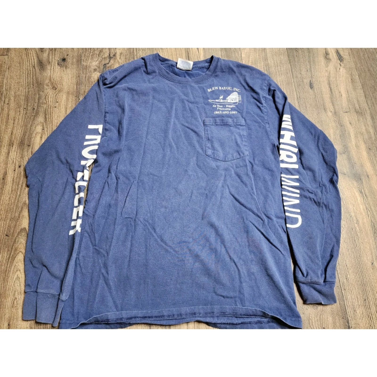 Hanes HANES Funny Blue Bayou Airboat Long Sleeve T-Shirt Adult M Double-Sided Mens Size US M / EU 48-50 / 2 - 2 Thumbnail