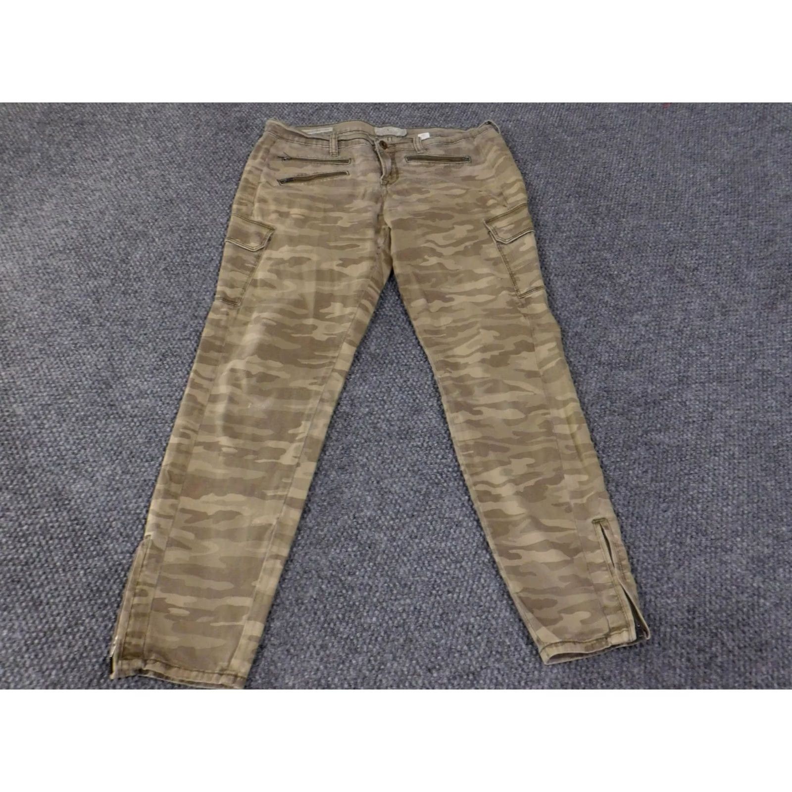 Lucky Brand Lucky Brand Charlie Skinny Cargo Pants Womens 14 Green Camouflage Ankle Zip Pockets Belt Loops Zip Fly 29in Inseam Mens? Size 36" / US 14 / IT 50 - 2 Thumbnail