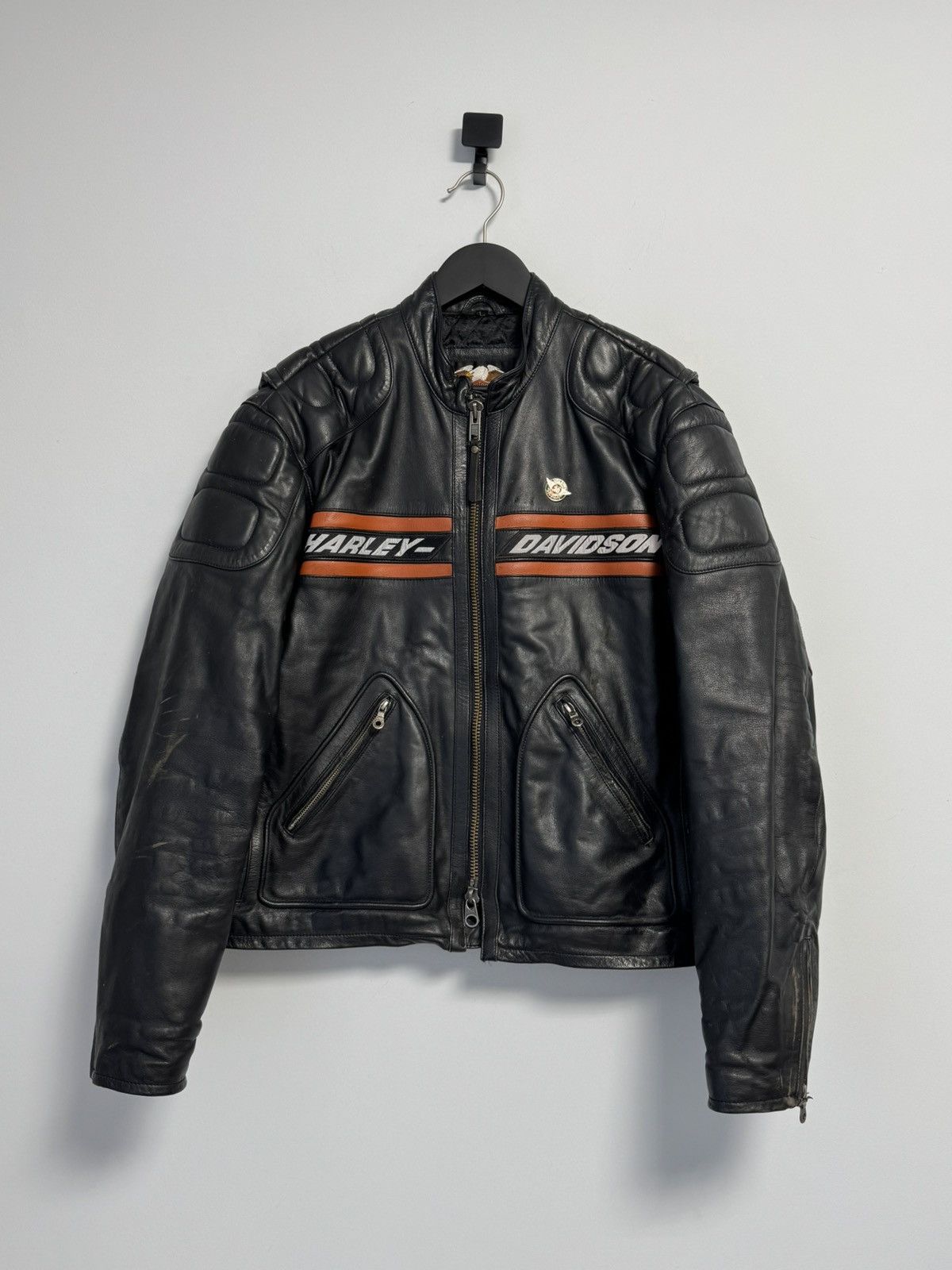 Harley Davidson Leather Jacket Reflective Big Logo