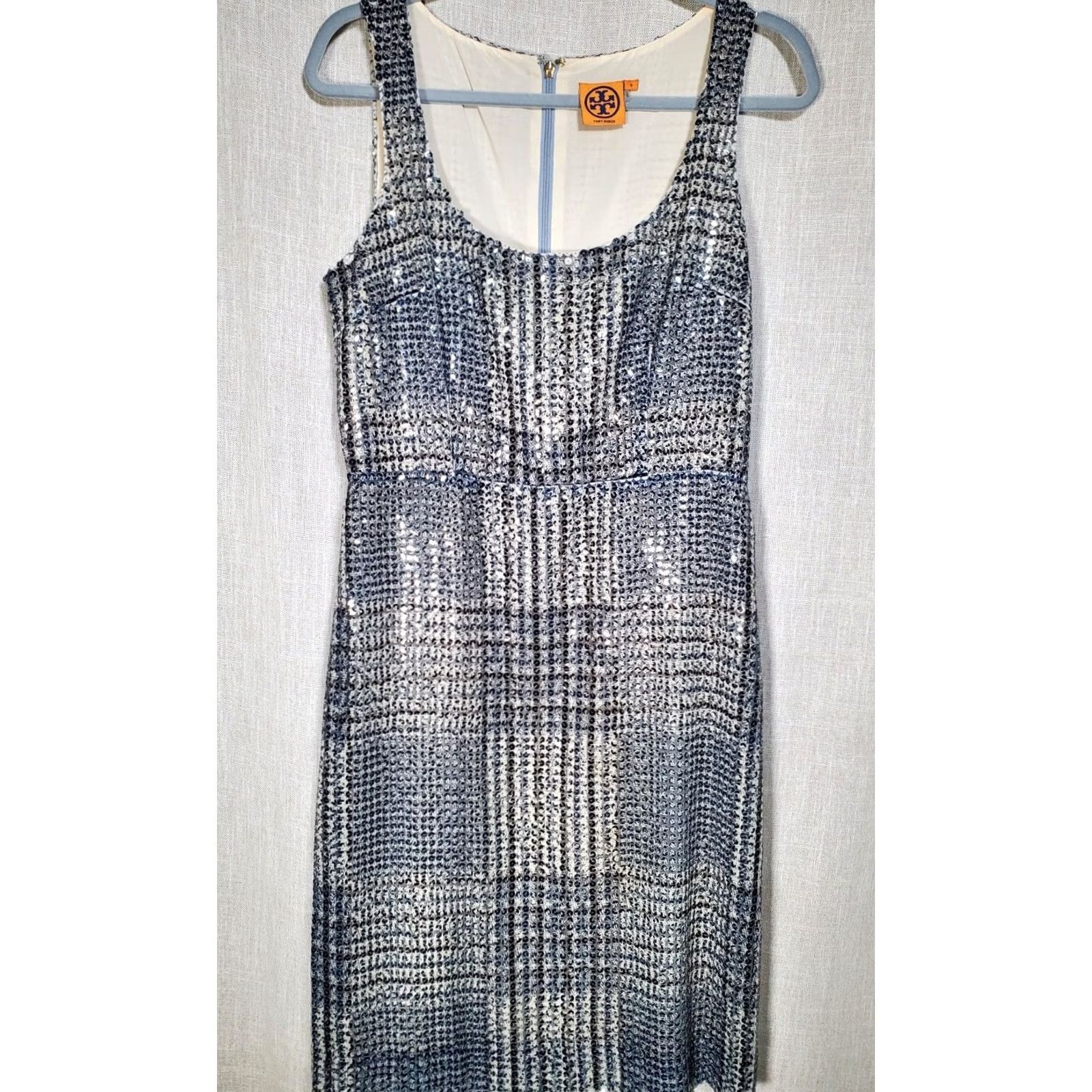 Tory Burch Tory Burch Bristol Sequined Tweed Houndstooth Dress Timberwolf Multi Women's 8 Size M / US 6-8 / IT 42-44 - 5 Thumbnail