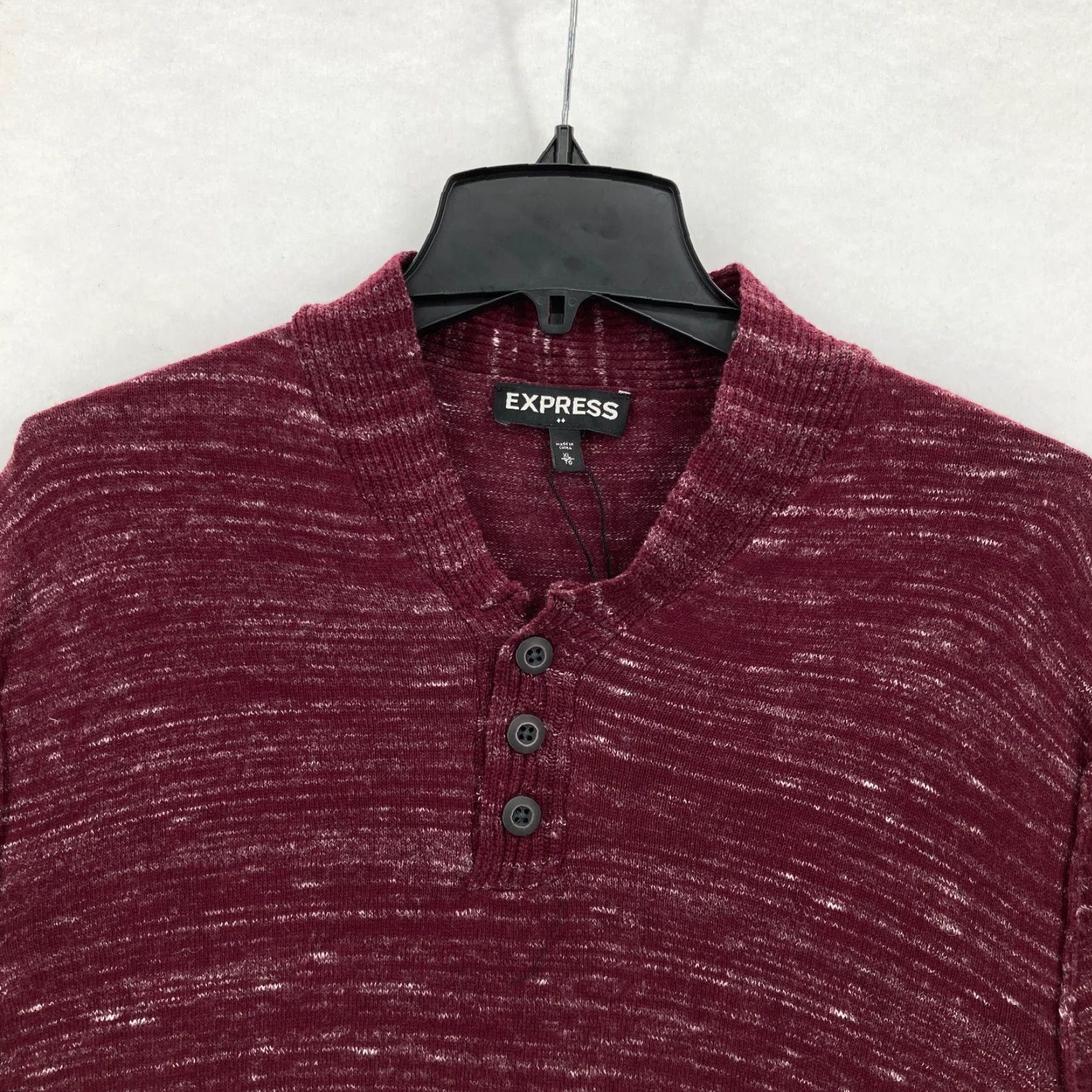 Express **Express Mens XL Heathered Maroon Red Wool Blend Henley Sweater NWT** User: Express Mens XL Heathered Maroon Red Wool Blend Henley Sweater NWT Size US XL / EU 56 / 4 - 2 Thumbnail