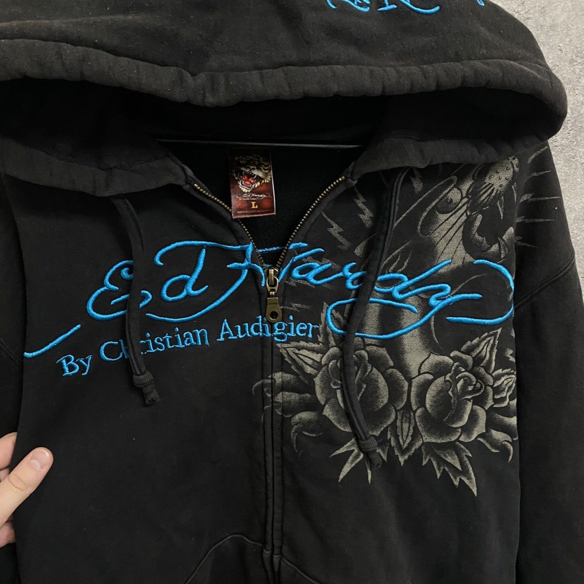 Ed Hardy Vintage Ed Hardy Zip Hoodie All Print By Christian Audigier Size US L / EU 52-54 / 3 - 6 Thumbnail