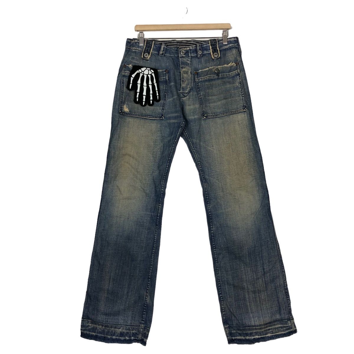 Japanese Brand 🔥RAREVINTAGE DIESEL JEANS DITRESSED DENIM PUNK DESIGN Size US 32 / EU 48 - 2 Thumbnail