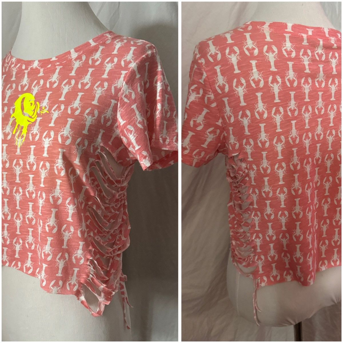Aeropostale AERO, Reworked, Coral, Lobster Graphic, Cropped Baby Tee Size XS / US 0-2 / IT 36-38 - 5 Thumbnail