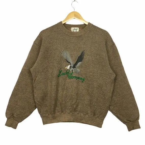 Vintage Vtg 90' LUCKY COMPANY AMERICA Eagle Embroidery Sweatshirt Size US L / EU 52-54 / 3 - 1 Thumbnail
