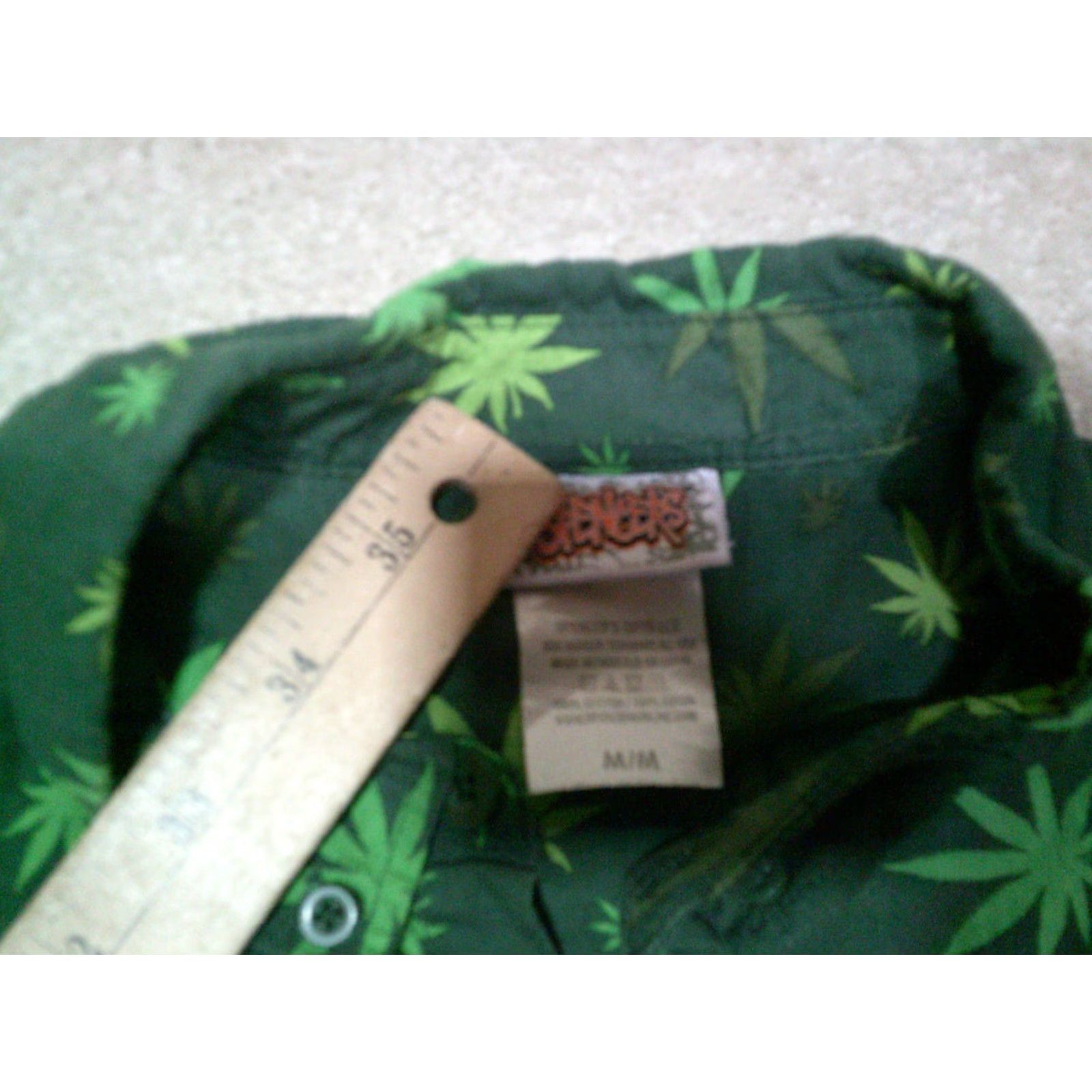 Vintage Spencers Weed Leaf Marijuana Button Up Shirt Mens Medium Green AOP Size US L / EU 52-54 / 3 - 4 Thumbnail