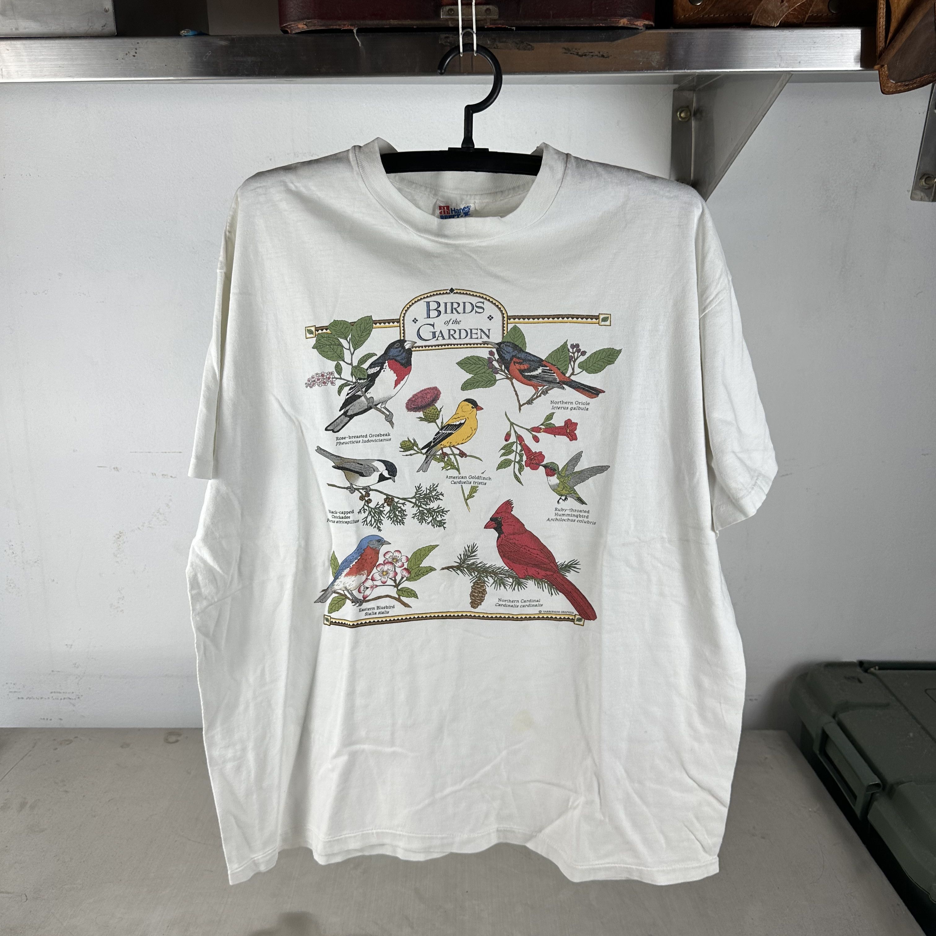 Vintage Vintage 90s Birds of the Garden Bird Species Nature T-Shirt Size US XL / EU 56 / 4 - 1 Thumbnail