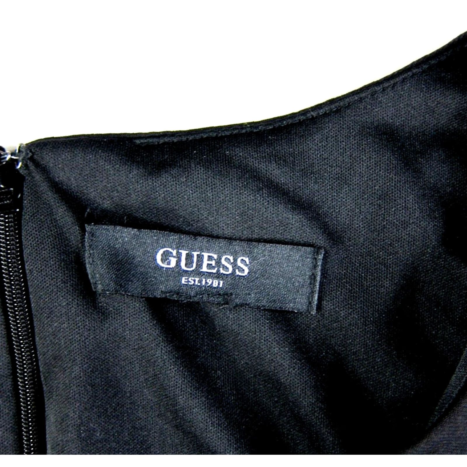 Guess GUESS Black Stretch Ruche Silver Studded Beaded V-Neck Long Sleeve Sheath Dress L Size L / US 10 / IT 46 - 3 Thumbnail