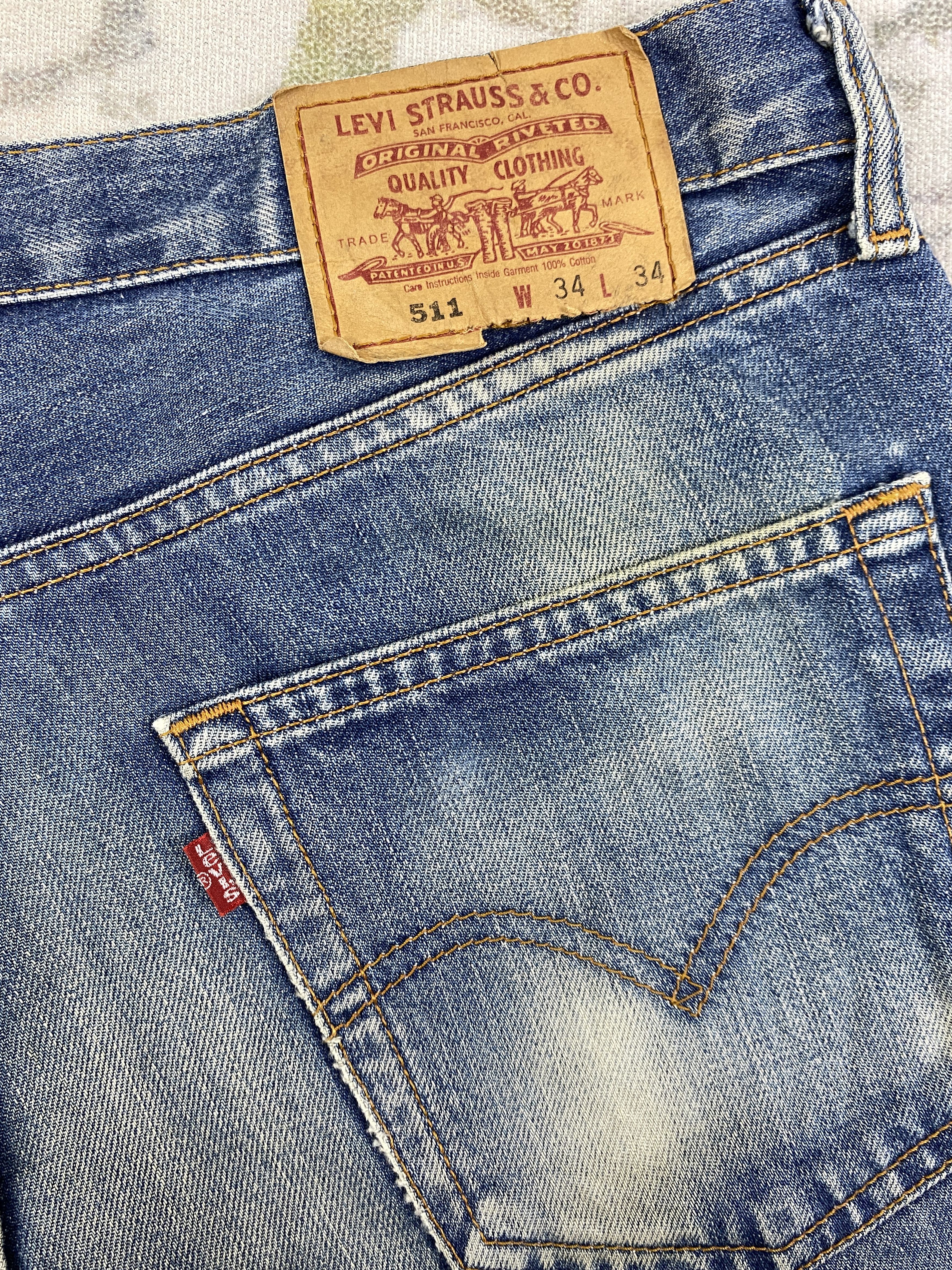Levi's Distressed Blue Vintage Levi's 511 35x27 Denim -SJ141 Size US 35 - 10 Thumbnail