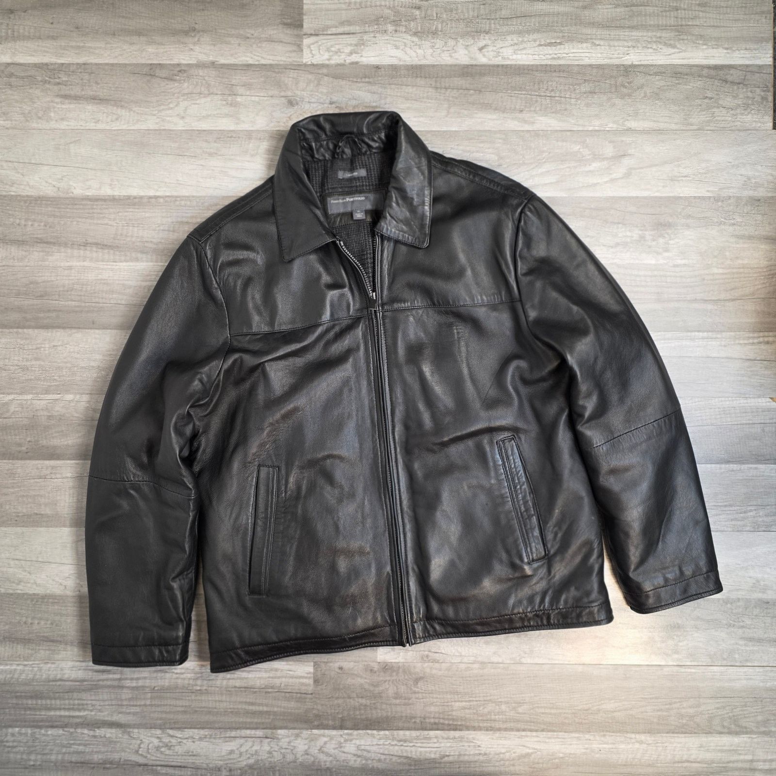 Perry Ellis Lambskin Leather Jacket Black Men's XL Lined Size US XL / EU 56 / 4 - 1 Thumbnail