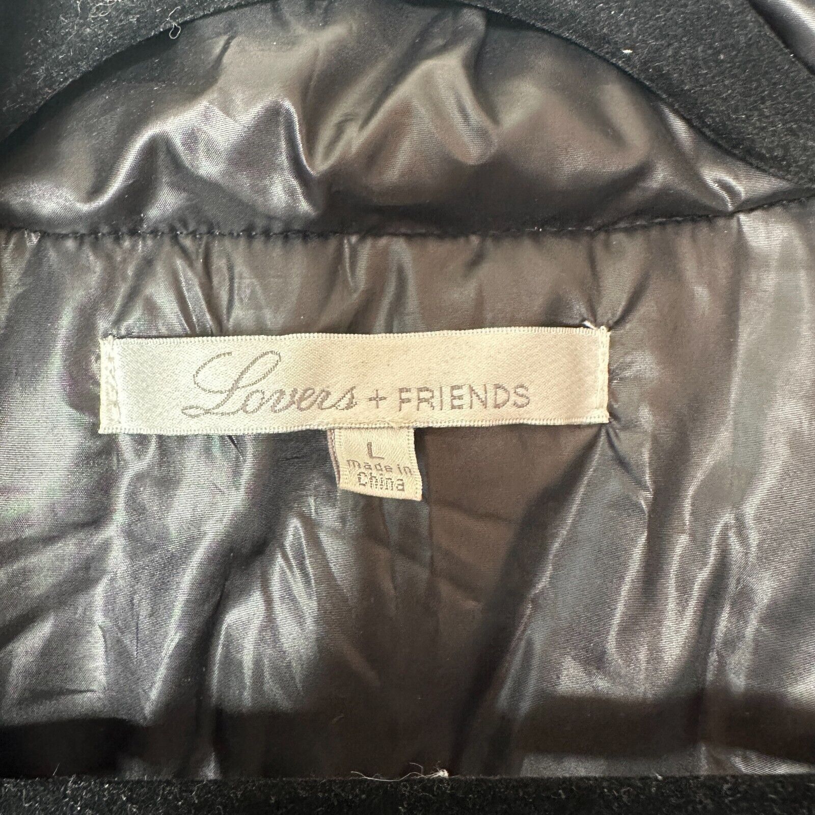 REVOLVE Lovers + Friends Black Satin Jacket Banded Hem & Cuff Zip L Size L / US 10 / IT 46 - 4 Thumbnail