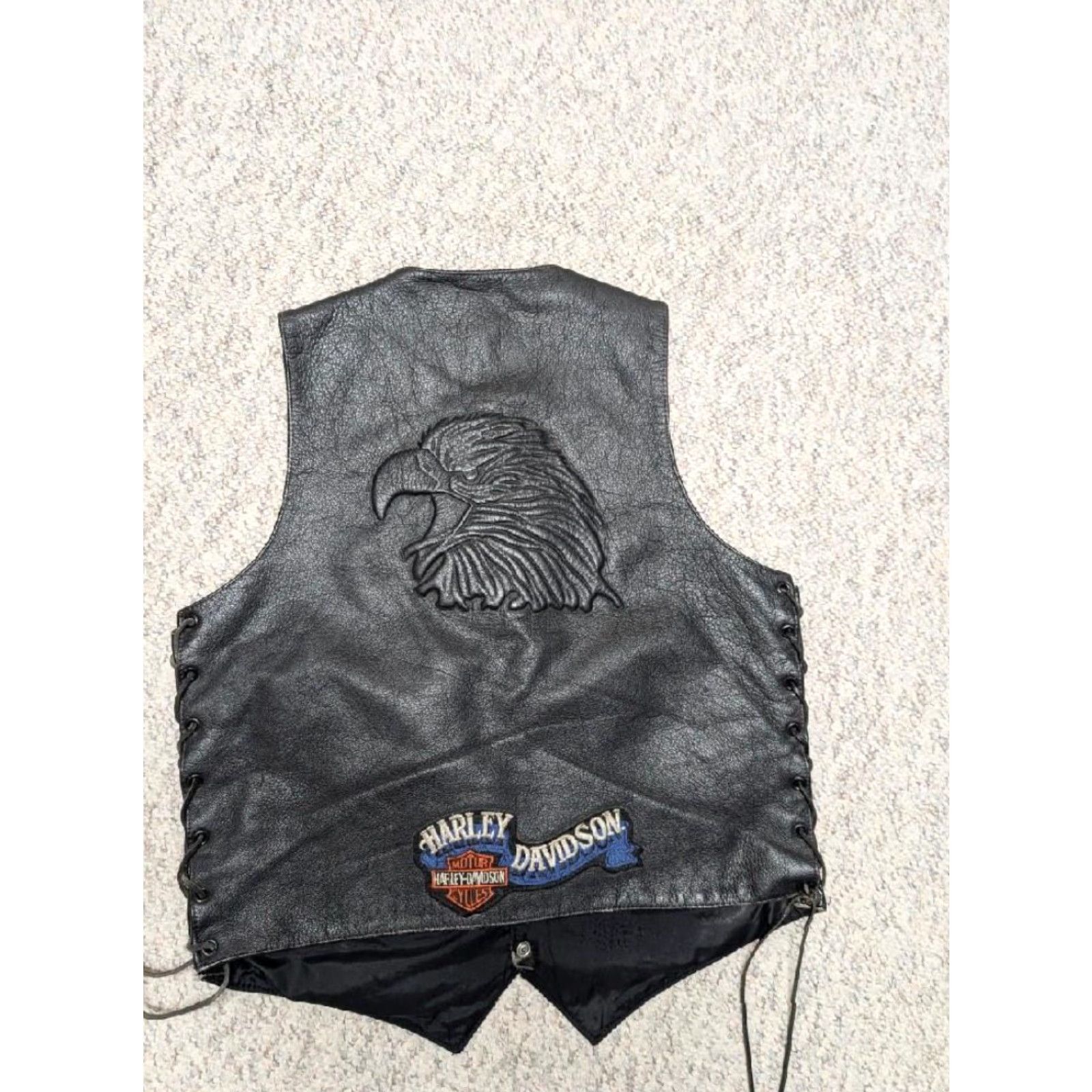 Vintage VINTAGE Wilsons leather vest Harley Eagle black leather Western vest Mens S 38-40 snap 1990s biker Size US S / EU 44-46 / 1 - 2 Thumbnail