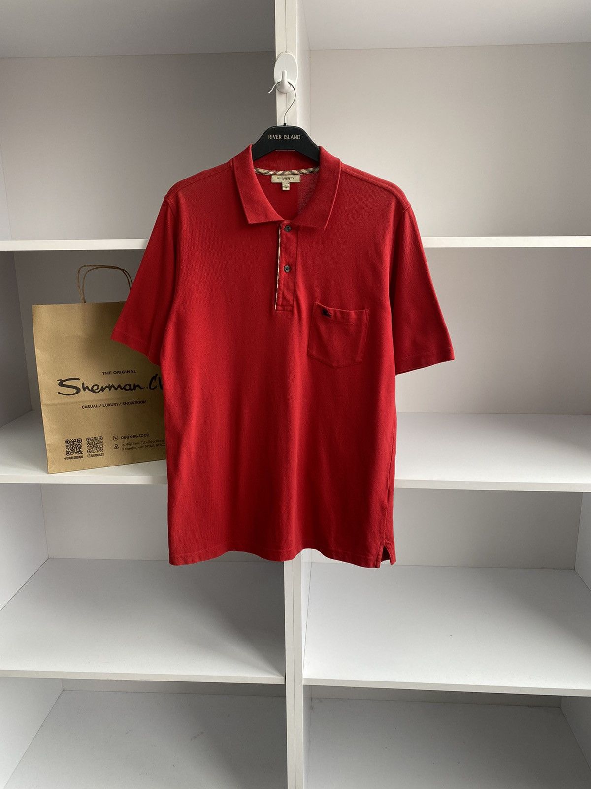 Vintage Burberry Red Polo T-Shirt