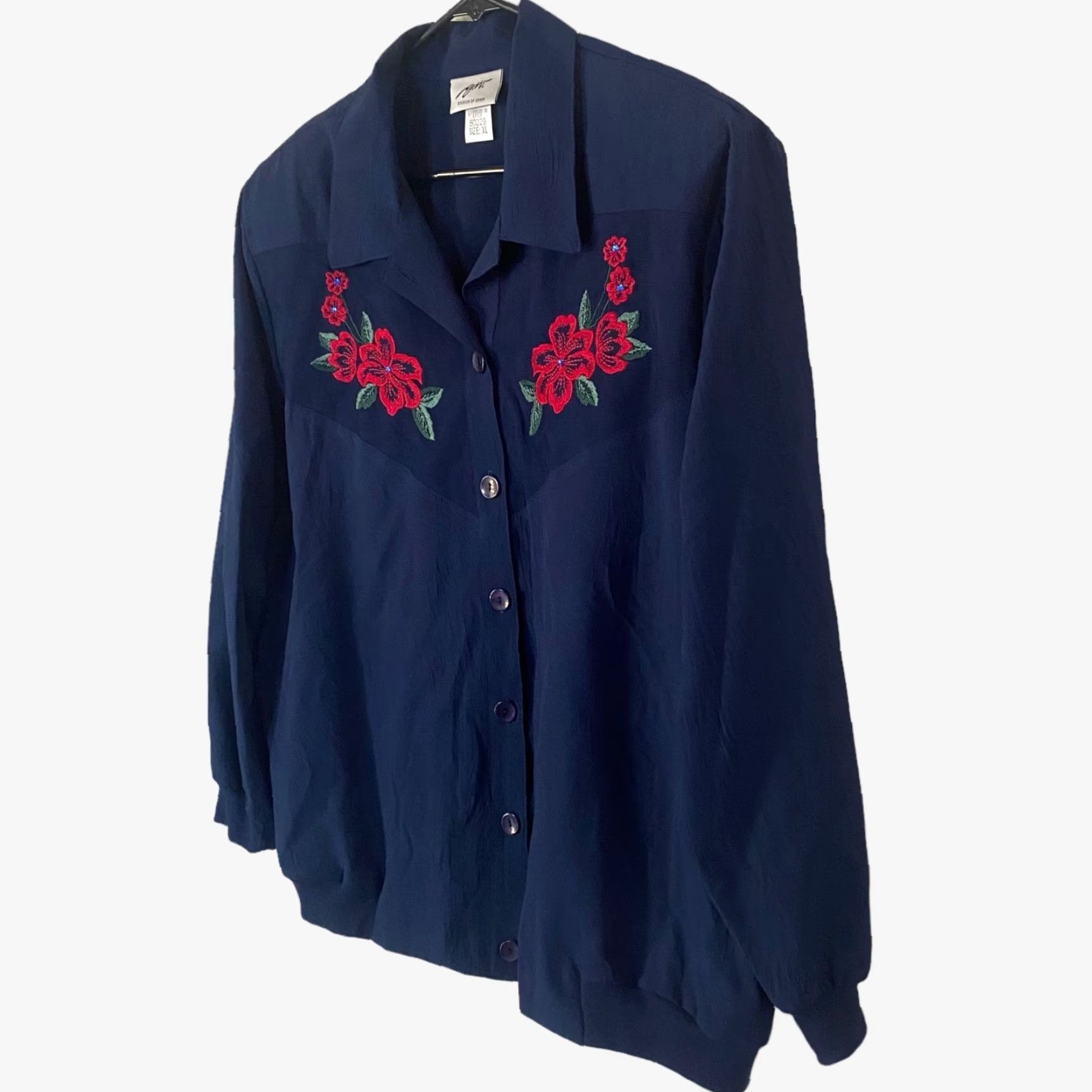 GRAFF VINTAGE G.W. Division Of Graff Floral Embroidered Button-Up Blouse Womens XL New Size XL / US 12-14 / IT 48-50 - 2 Thumbnail