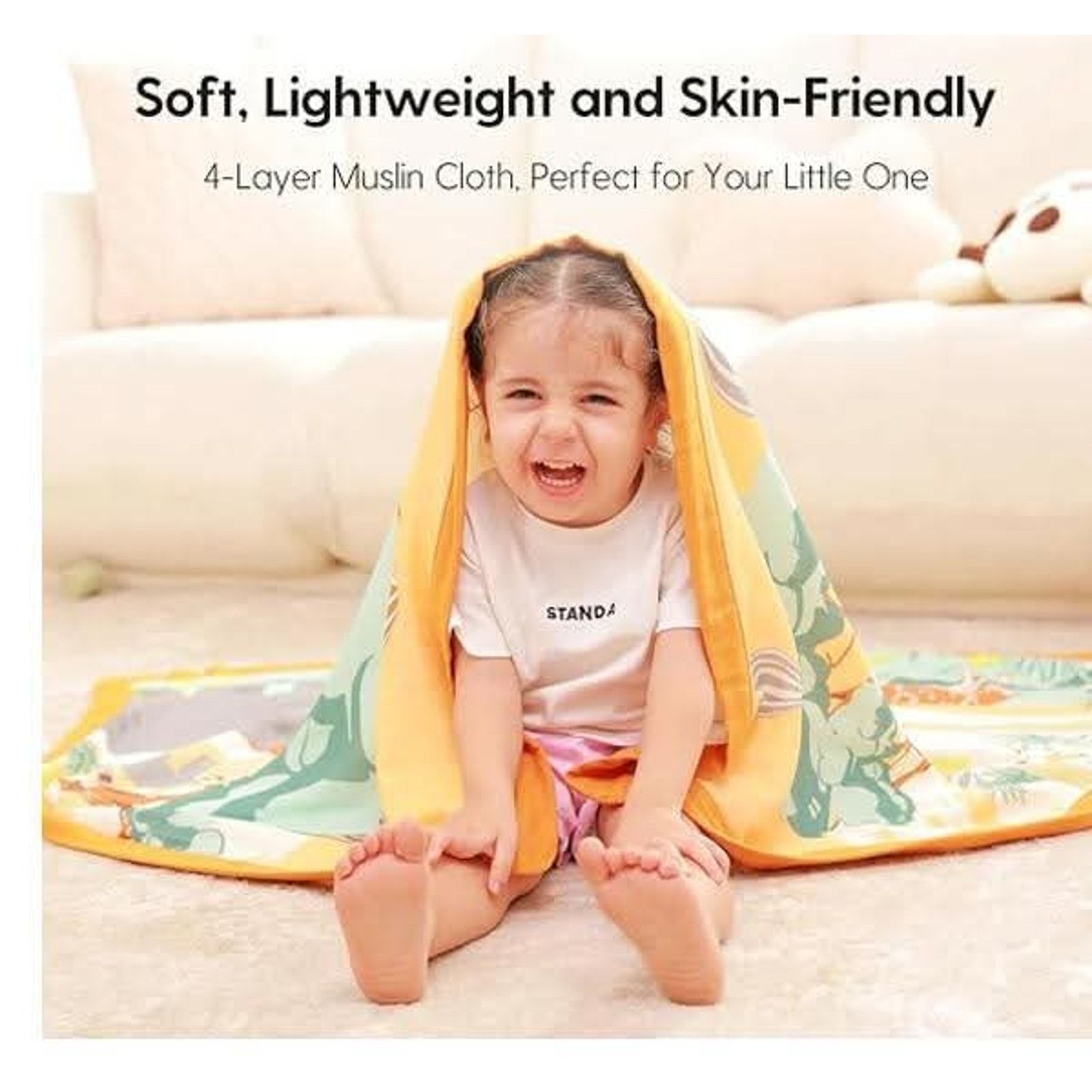 The Unbranded Brand Baby Blanket, 4-Layer Muslin Cotton Swaddle 47 x 47 inch Size ONE SIZE - 3 Thumbnail