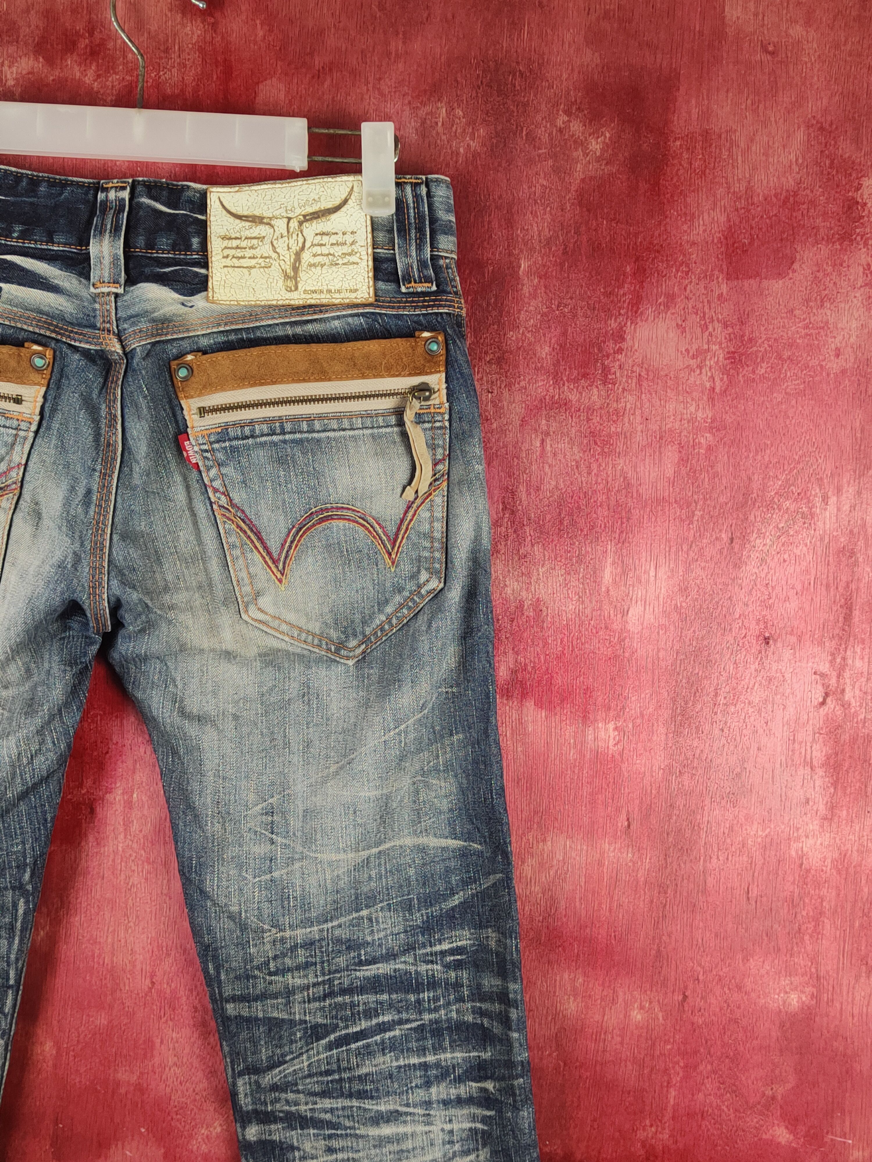 Edwin Edwin Dark Blue Distressed Ripped Jeans #S2367 Size US 29 - 12 Thumbnail