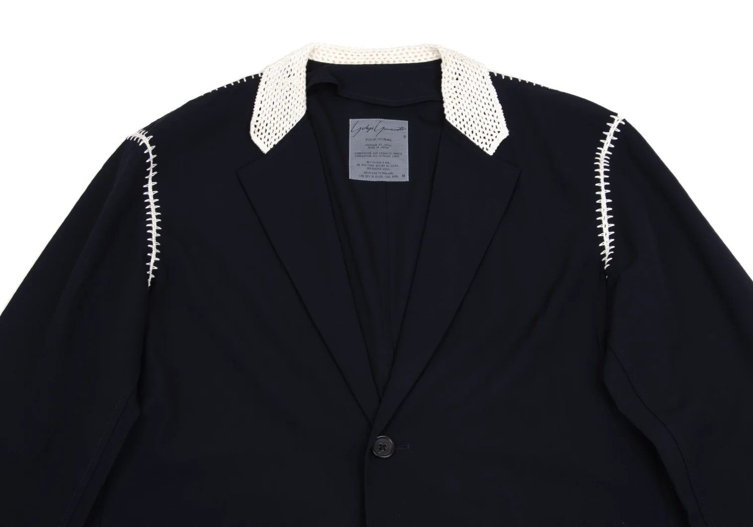 Yohji Yamamoto Yohji Yamamoto Lace-Detail Wool Gabardine Jacket Size US M / EU 48-50 / 2 - 2 Thumbnail