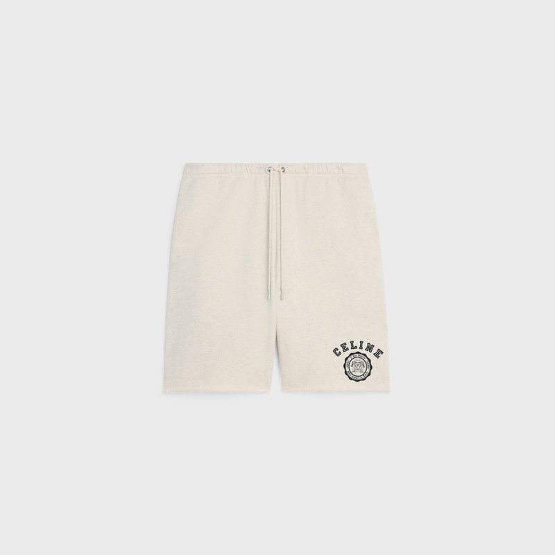 Celine celine blason loose shorts in cotton fleece beige/black Size US 30 / EU 46 - 1 Thumbnail