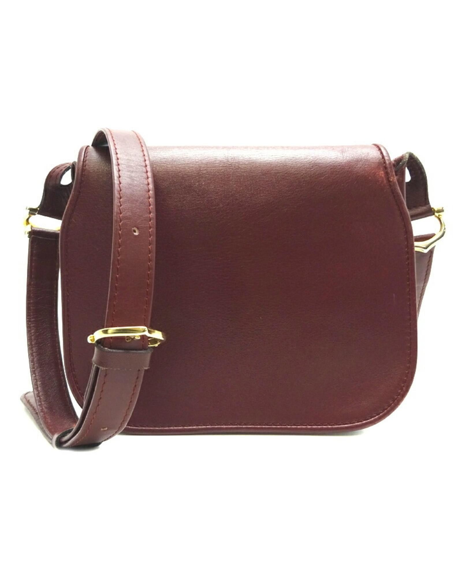 image of Cartier Luxurious Burgundy Leather Must Shoulder Bag, Women's