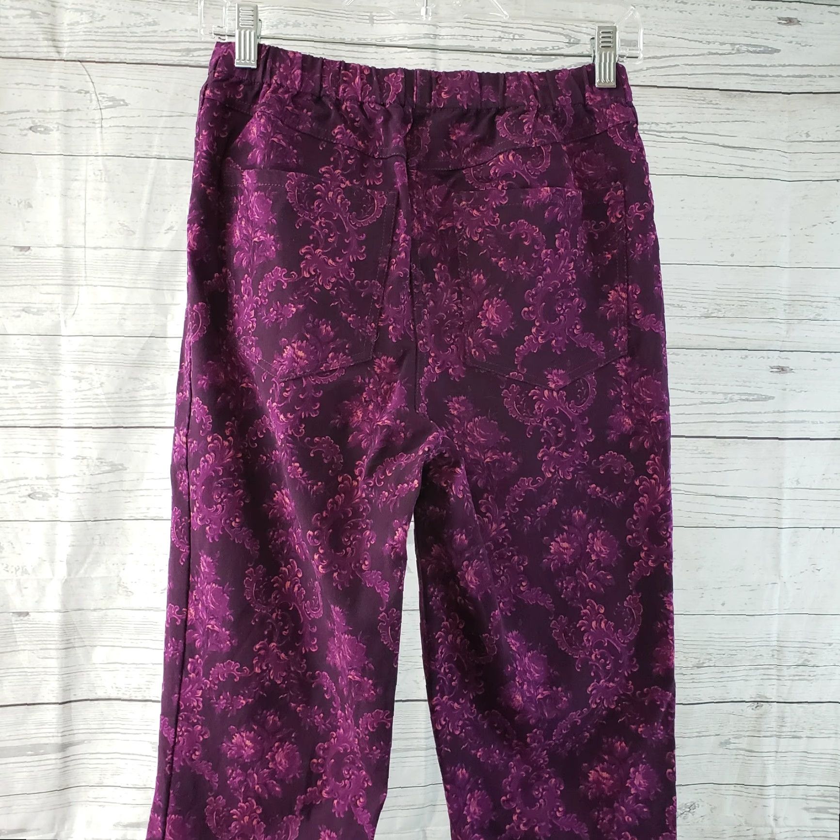 Isaac Mizrahi Isaac Mizrahi Live Womens Pants Pull On 4 Tall Purple Floral Cotton Blend Tailored 33.5 Inseam Womens Size 27" / US 4 / IT 40 - 4 Thumbnail