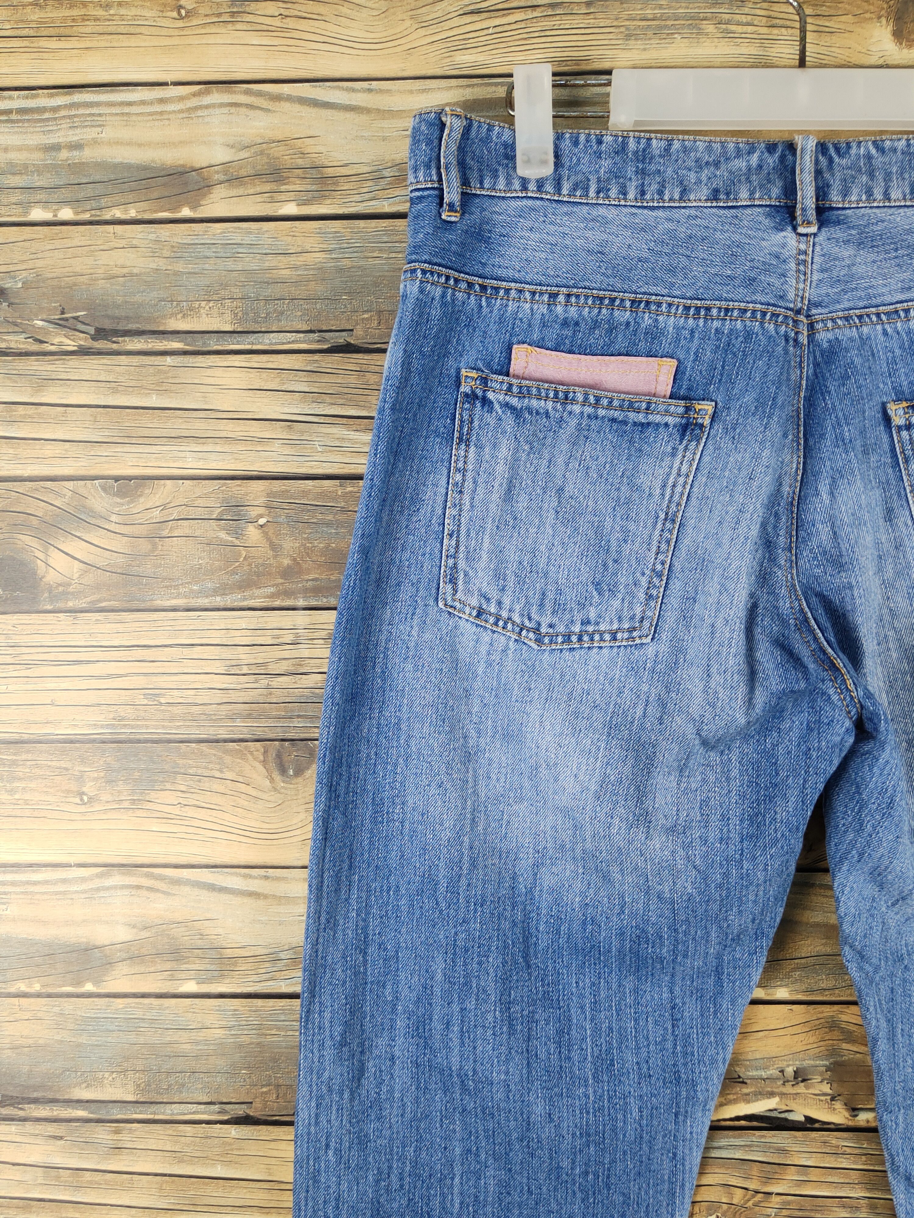 Japanese Brand × Vintage Pinc Ponc Blue Distressed Ripped Patch Jeans #1309 Size 33" - 8 Thumbnail