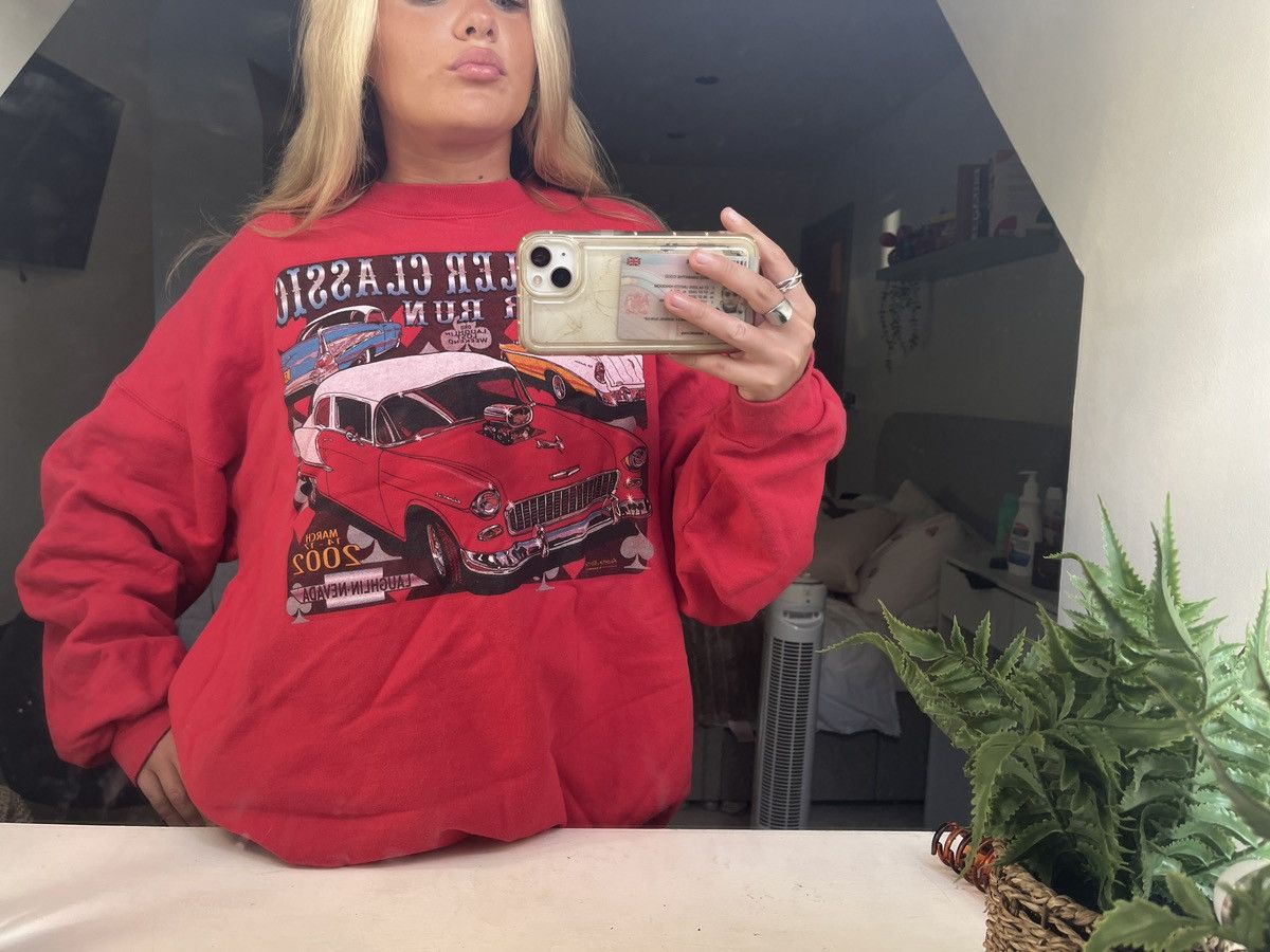 Other Red vintage USA car print crewneck sweater Size XL / US 12-14 / IT 48-50 - 2 Thumbnail
