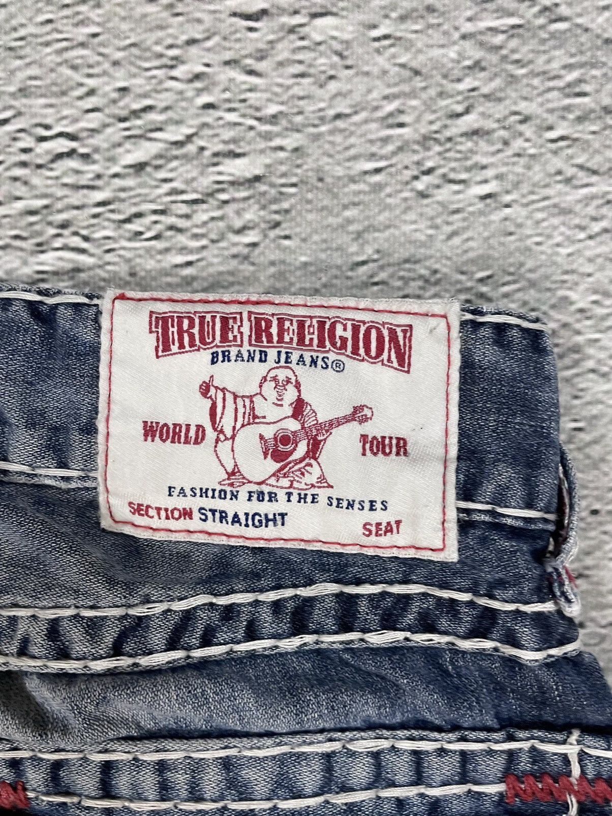 True Religion True Religion blue jeans white red thick stitching straight Size US 32 / EU 48 - 7 Thumbnail