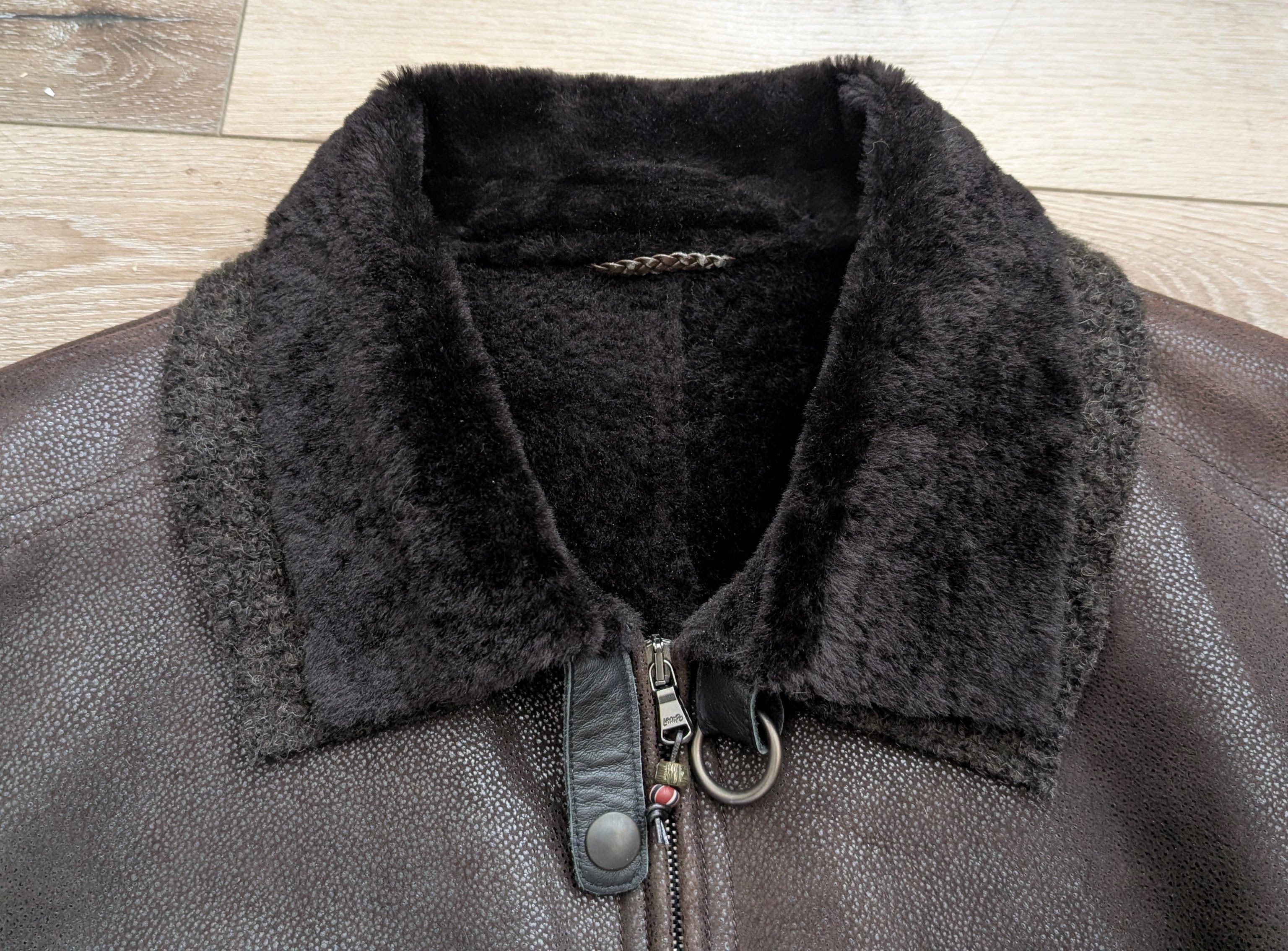 HENRY BEGUELIN Henry Beguelin Mens Short Brown Shearling Zip Jacket Size L Size US L / EU 52-54 / 3 - 5 Thumbnail