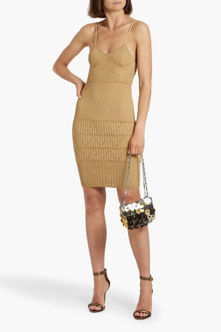 Balmain o1y0525 Mini Dress in Beige Size S / US 4 / IT 40 - 2 Thumbnail