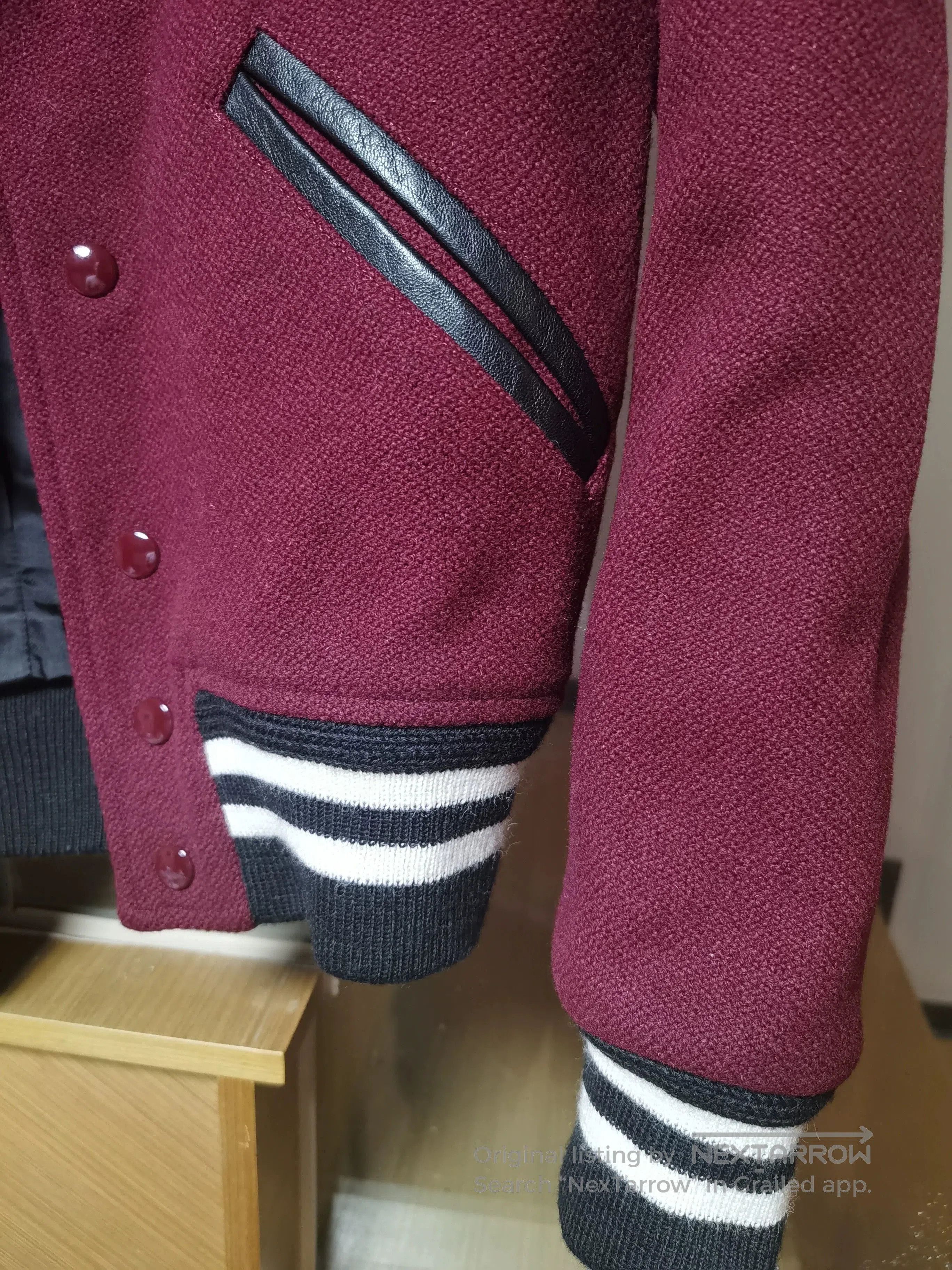 Saint Laurent Paris Saint Laurent Burgundy Baseball Jacket. Size S / US 4 / IT 40 - 2 Thumbnail