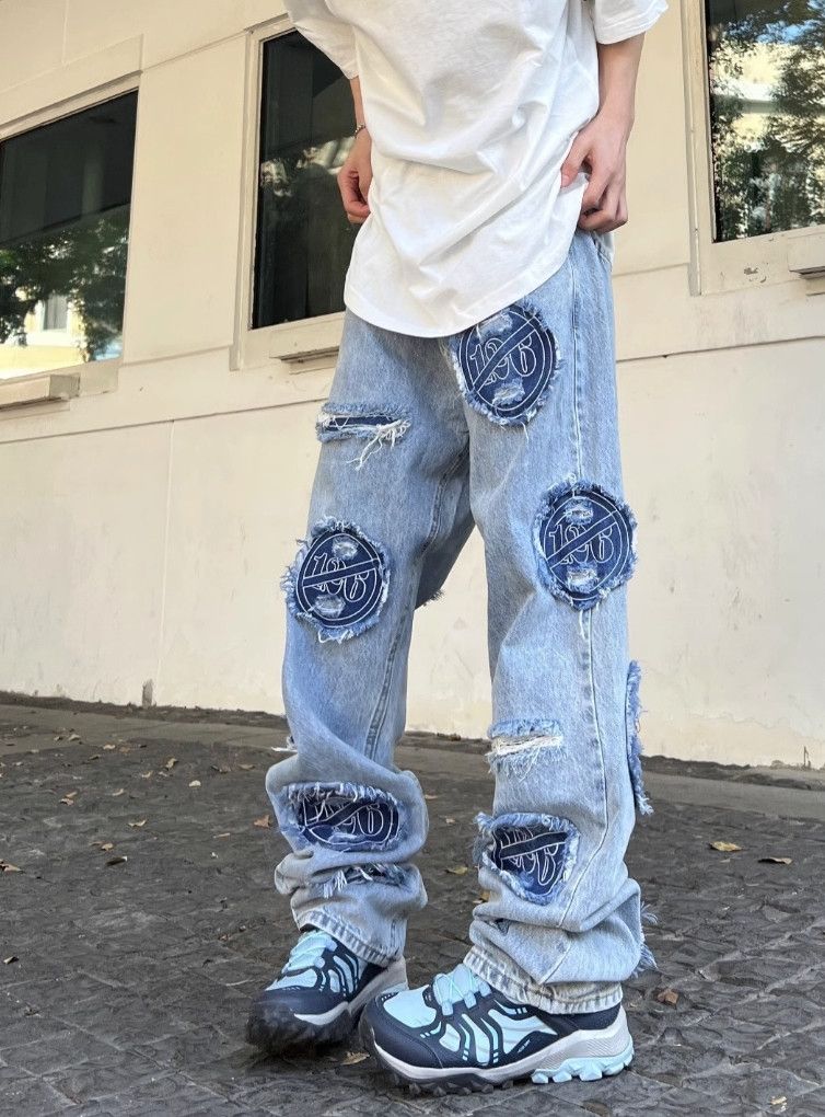 Japanese Brand × Jean Vintage Washed Jeans Destroyed Patch Embroidery Street Style Size US 32 / EU 48 - 6 Thumbnail