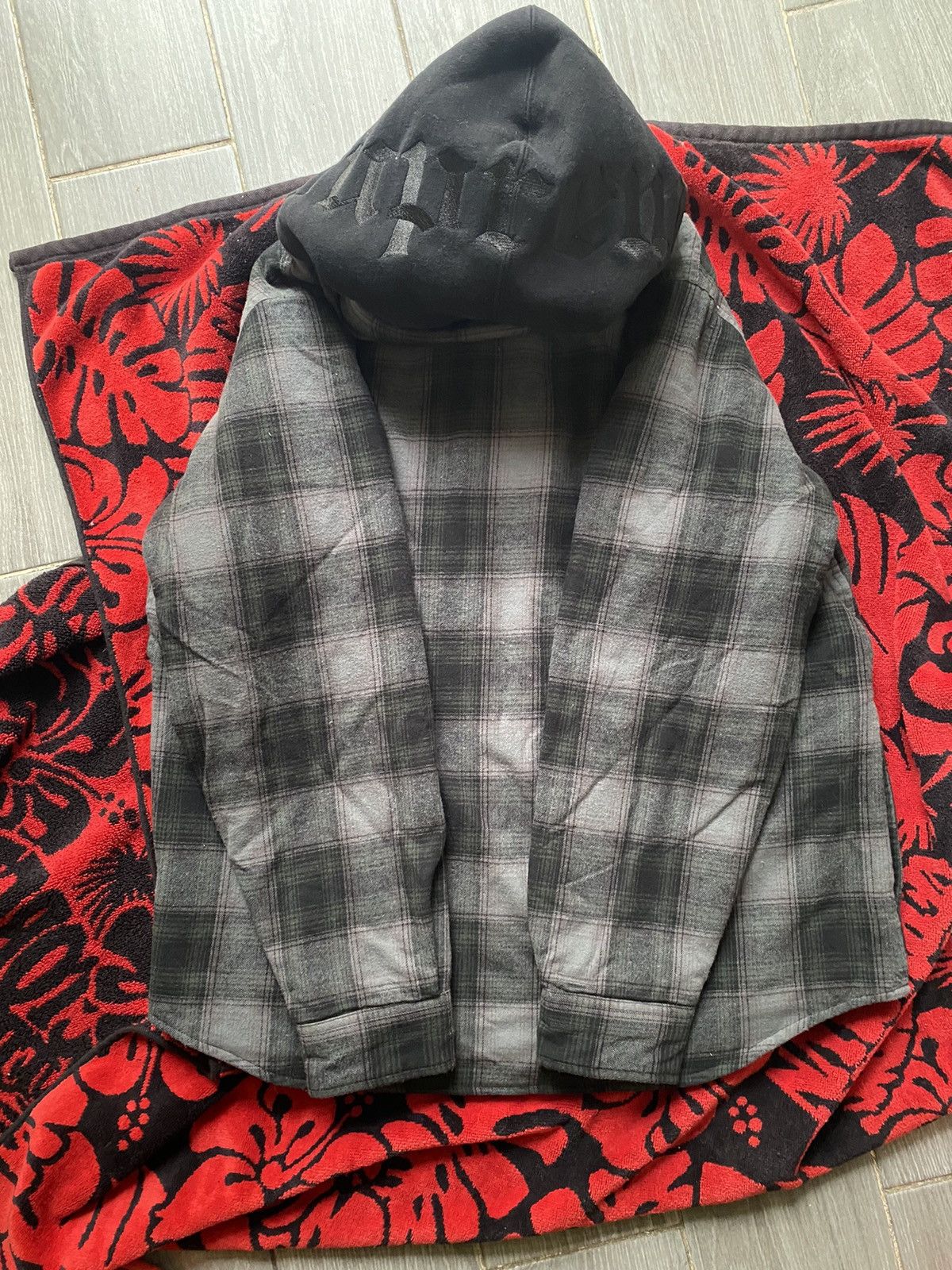 image of Supreme Hooded Flannel Zip Up Hooded Size Small in Black, Men's