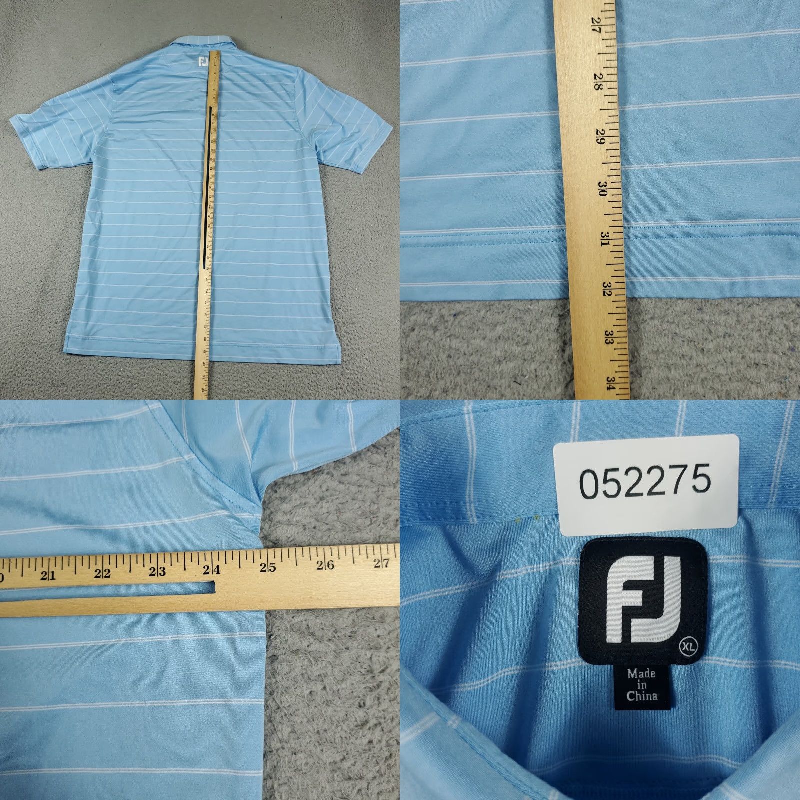 Footjoy FJ Polo Shirt Mens XL Blue Striped Short Sleeve Polo Shirt Casual Golf Size US XL / EU 56 / 4 - 8 Thumbnail