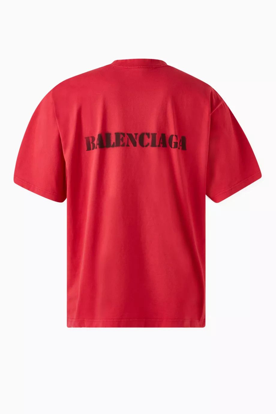Balenciaga o1w1db10525 Dup / Stencil Type T-Shirt Medium Fit in Red Size US XL / EU 56 / 4 - 3 Thumbnail