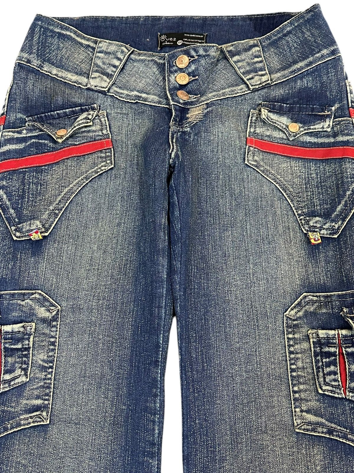 Hysteric Glamour Vintage Japanese Brand Blue Faded Wash Cargo Flare Jeans Size 29" - 3 Thumbnail