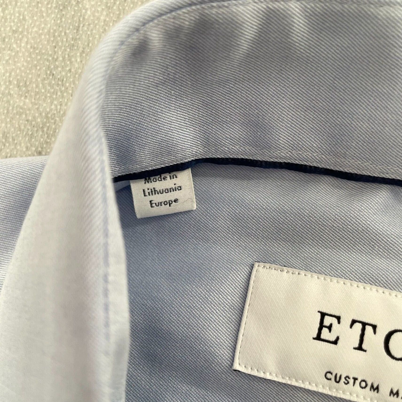 Eton VINTAGE Etón Dress Shirt Adult Medium Long Sleeve Cotton Blue Solid Business Formal Wedding Mens Size US M / EU 48-50 / 2 - 6 Thumbnail
