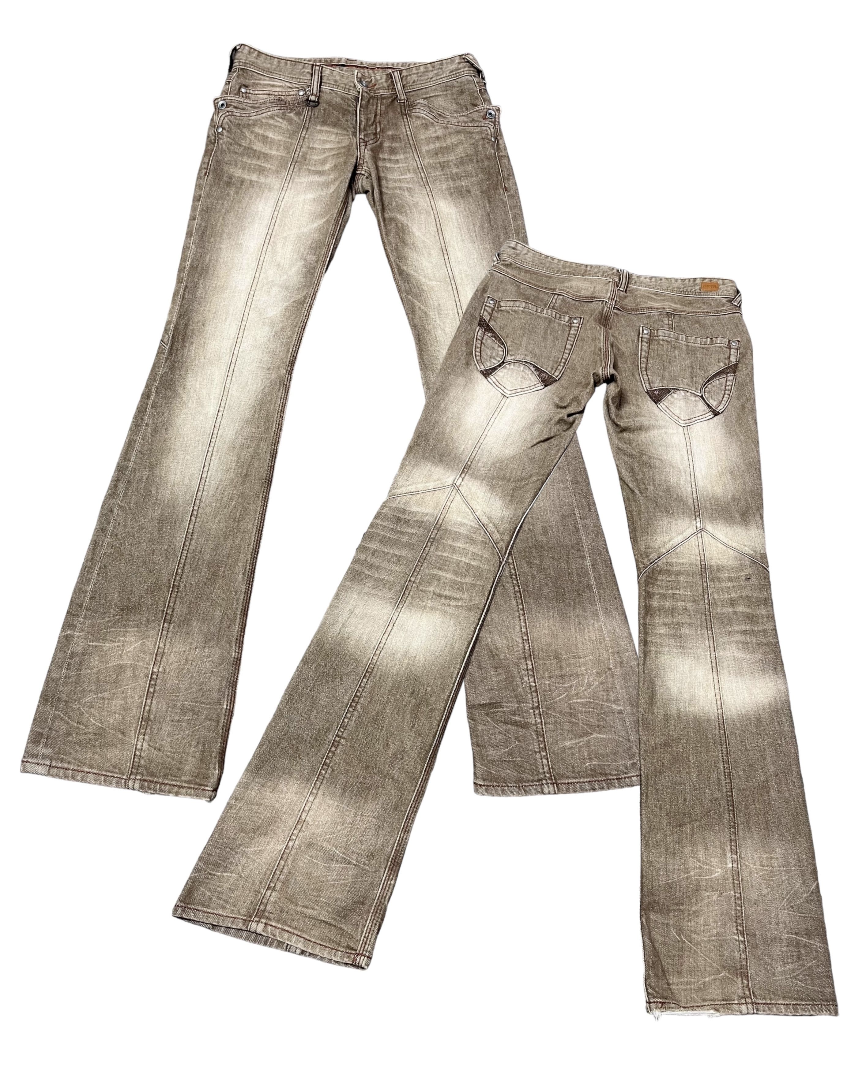 Nicole Club 🔥NICOLE CLUB Distressed Brown Stretch Denim Flare Jeans Size 30" / US 8 / IT 44 - 1 Thumbnail