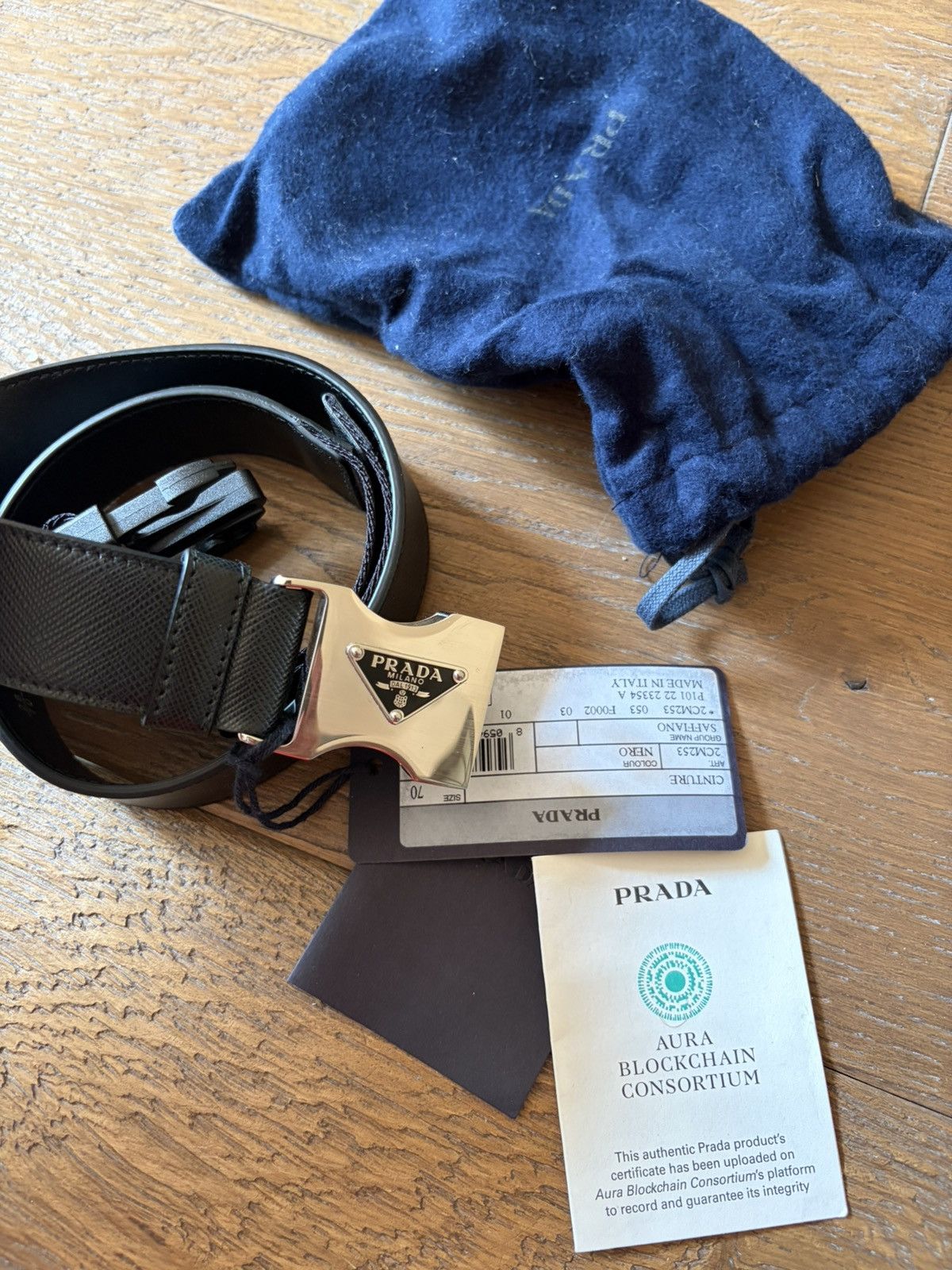 Prada Prada Saffiano Leather Tape Belt Brand New 28/70 Size 28 - 1 Thumbnail