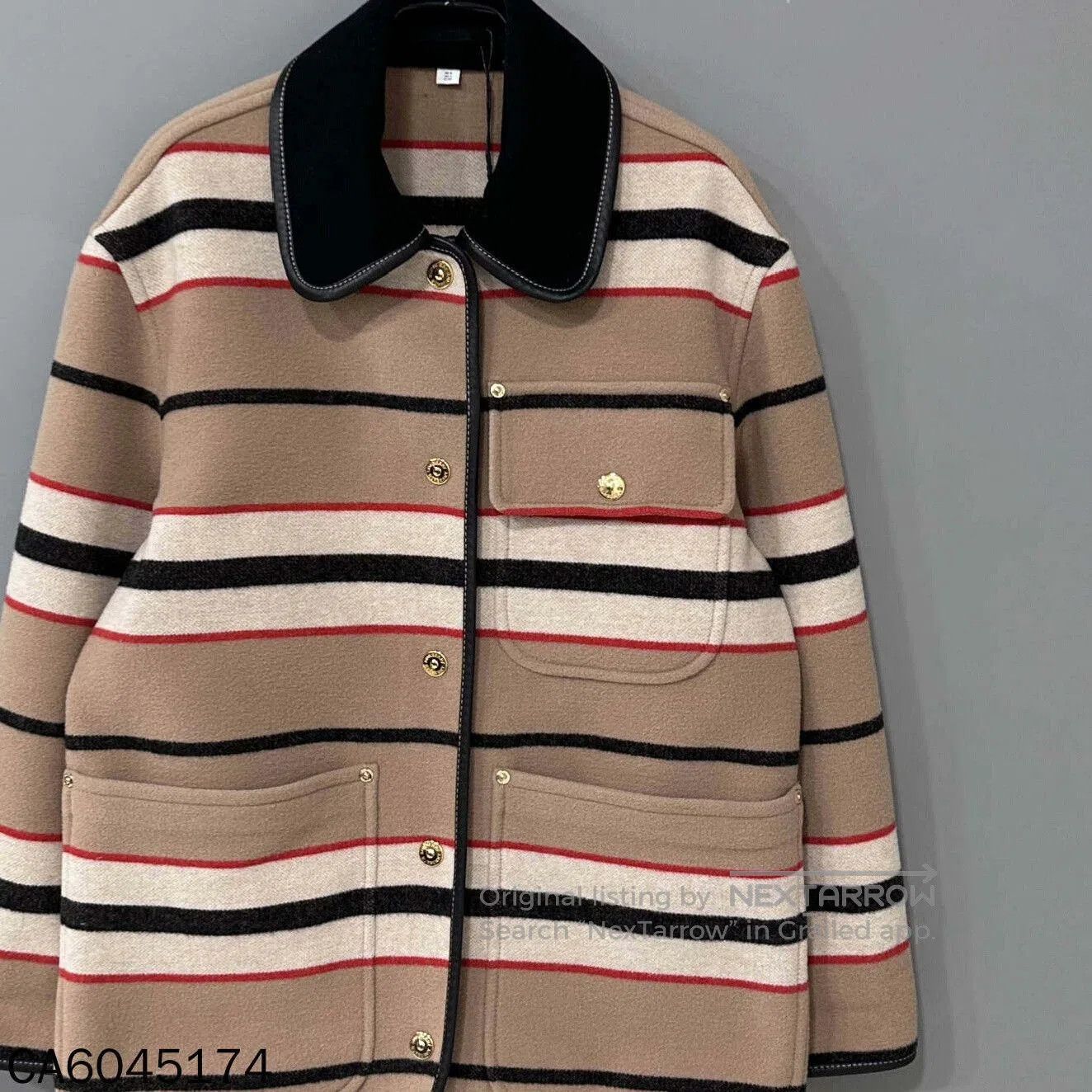 Burberry Striped Contrast Wool Coat Burberry. Size M / US 6-8 / IT 42-44 - 2 Thumbnail
