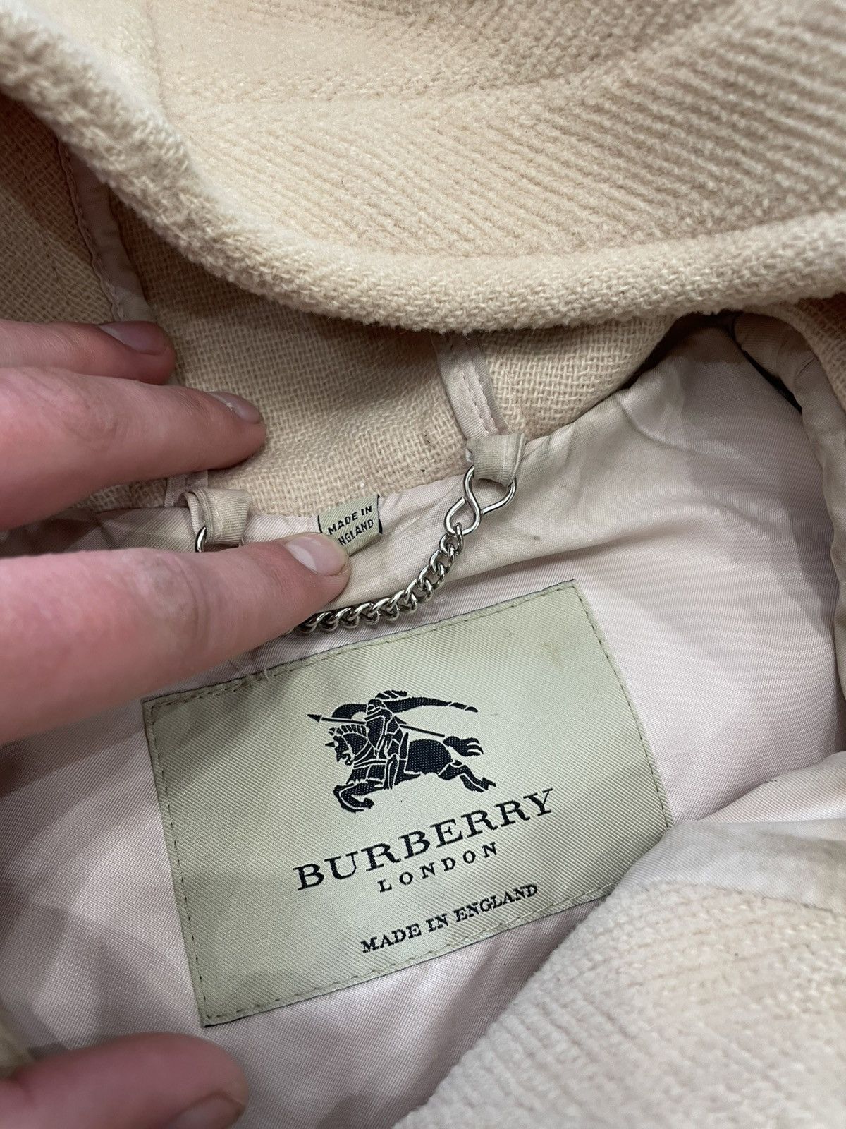 Burberry Women's Burberry Italy Wool Toggle Hooded Coat Flap Pockets Size L / US 10 / IT 46 - 5 Thumbnail