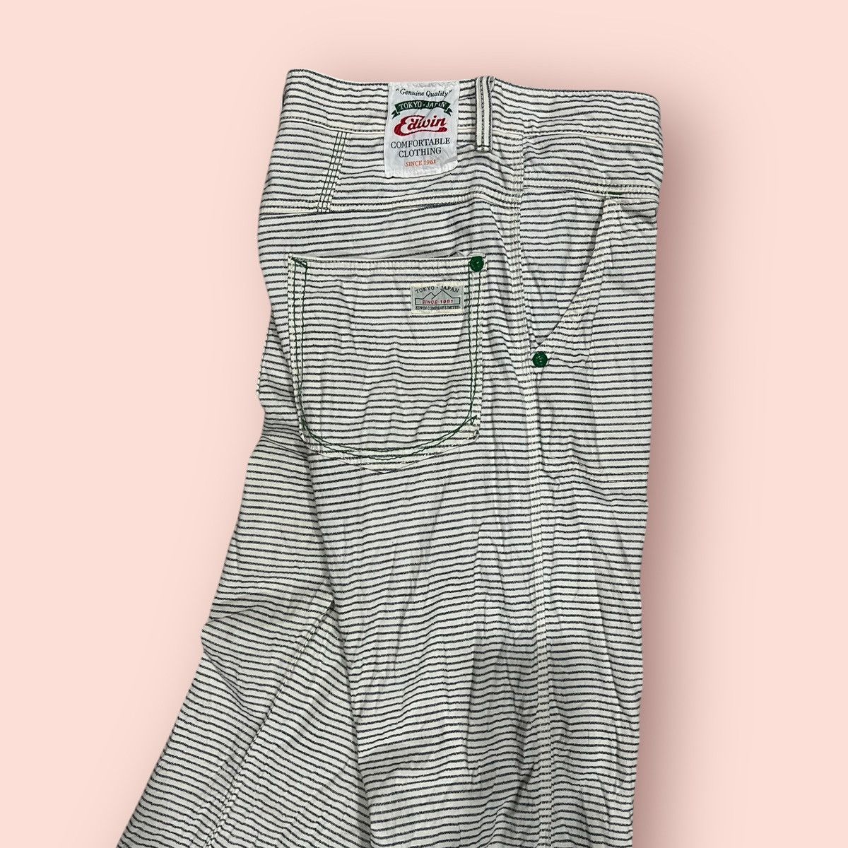 Edwin × Japanese Brand VINTAGE EDWIN ECO FABRIC BANANA FIBER FATIGUE CROP PANTS Size US 31 - 6 Thumbnail