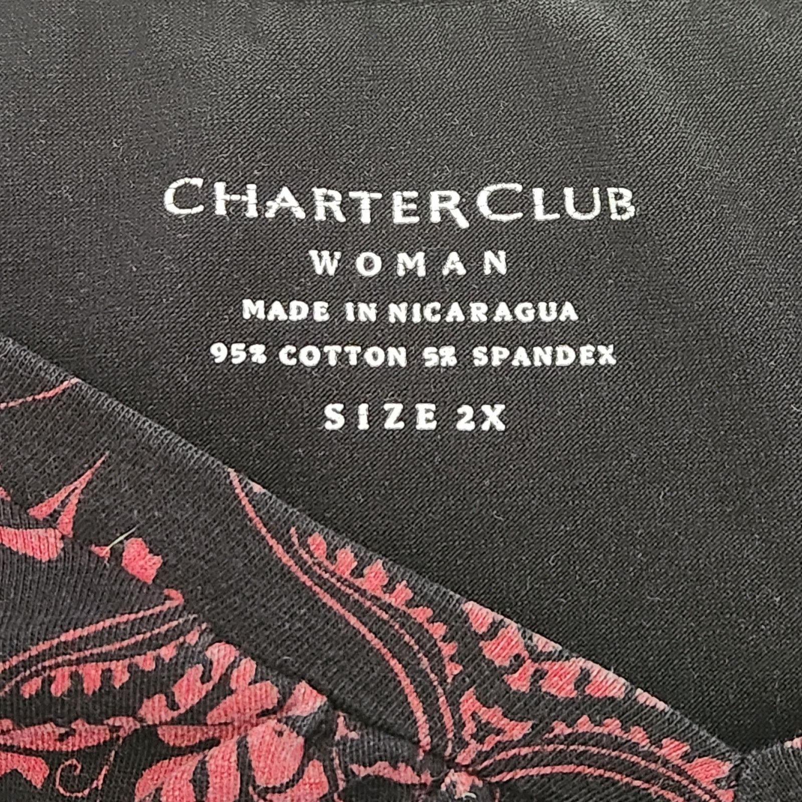 Other Charter Club Woman Black Pink Floral Pleated V Neck Top 2X Size XXL / US 16-18 / IT 52-54 - 4 Thumbnail