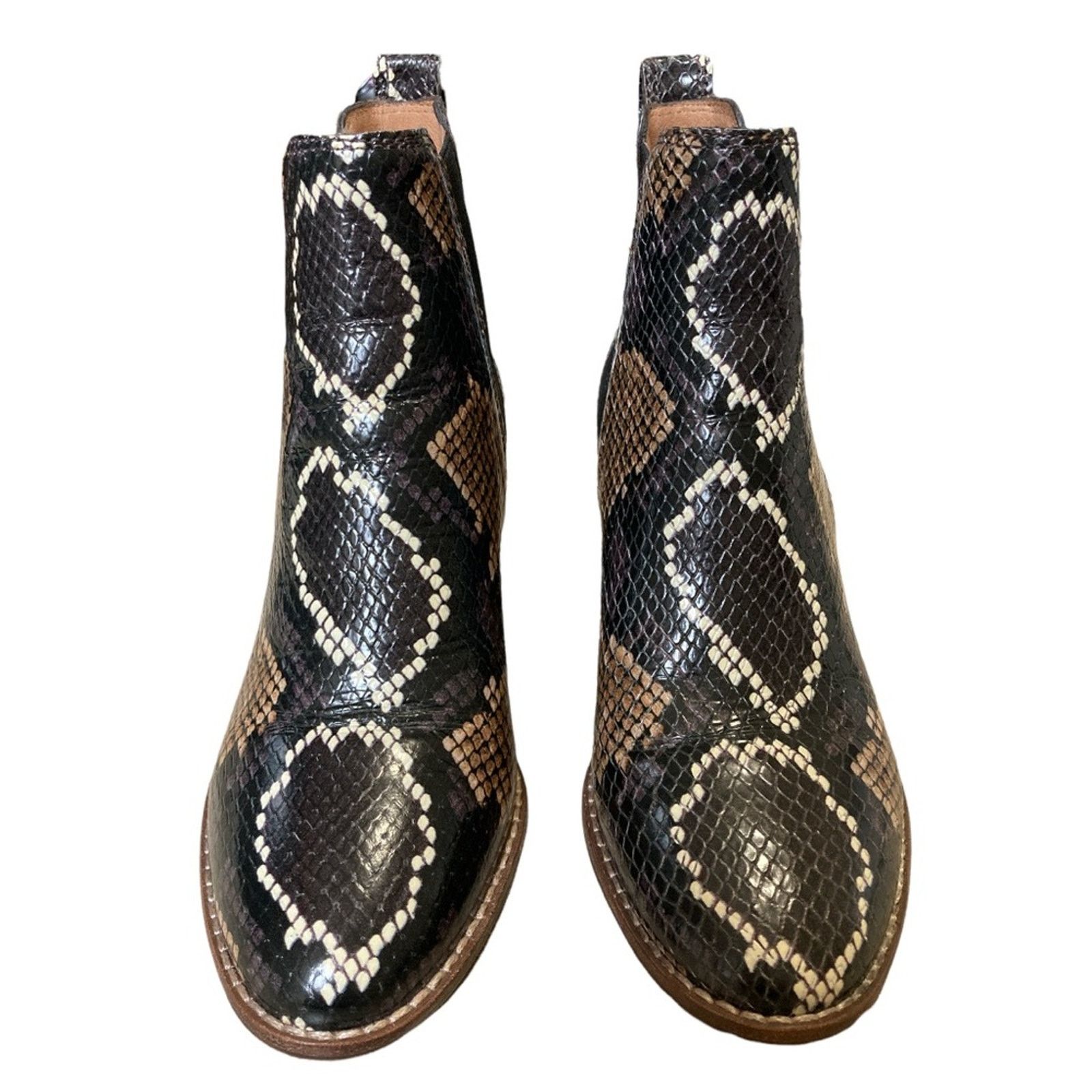 Madewell The Regan Ankle Boot US 5 Snake Embossed Leather Block Heel Size US 5 / IT 35 - 6 Thumbnail