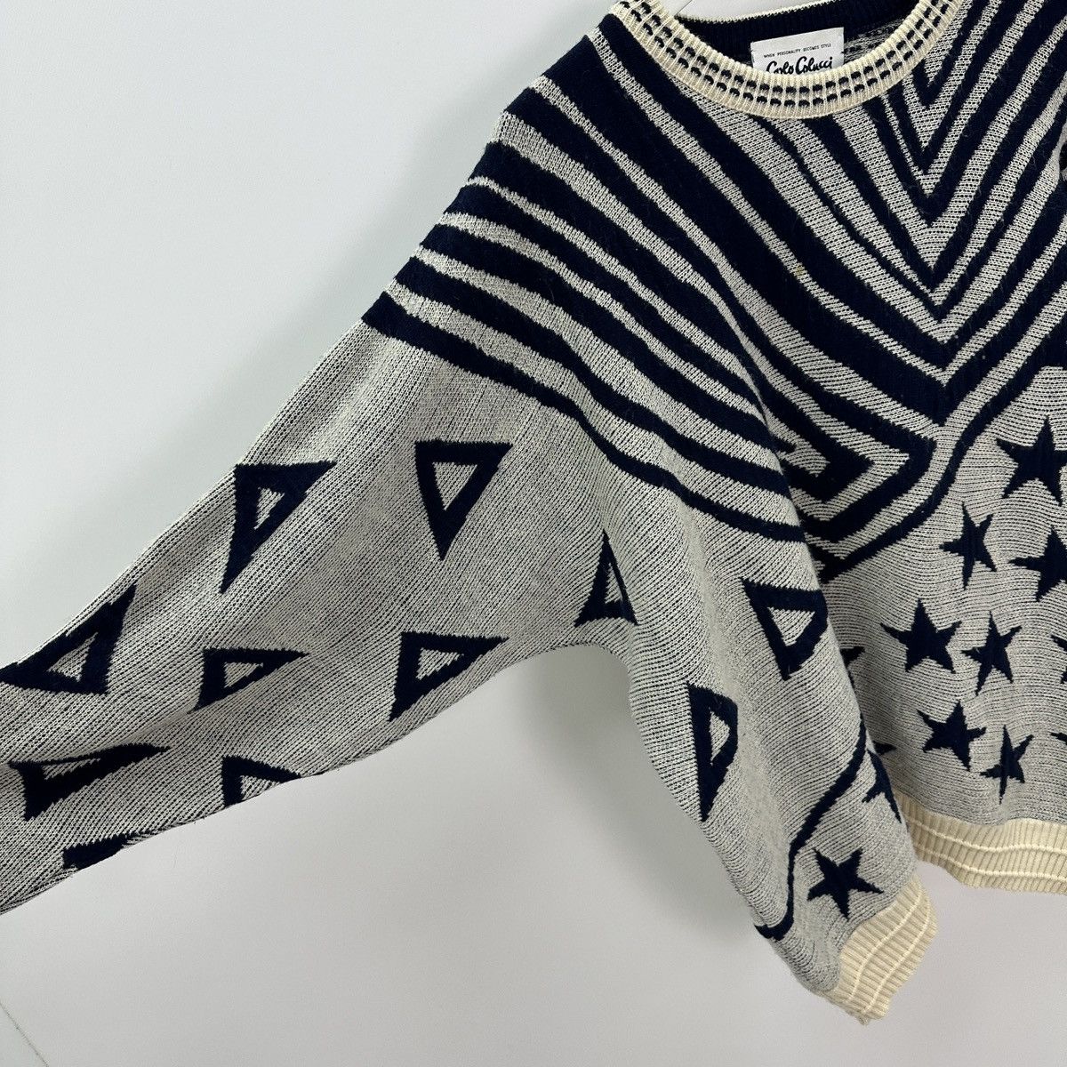 Vintage Vintage 90s Carlo Colucci knitted sweater Stars abstract y2k Size US L / EU 52-54 / 3 - 4 Thumbnail