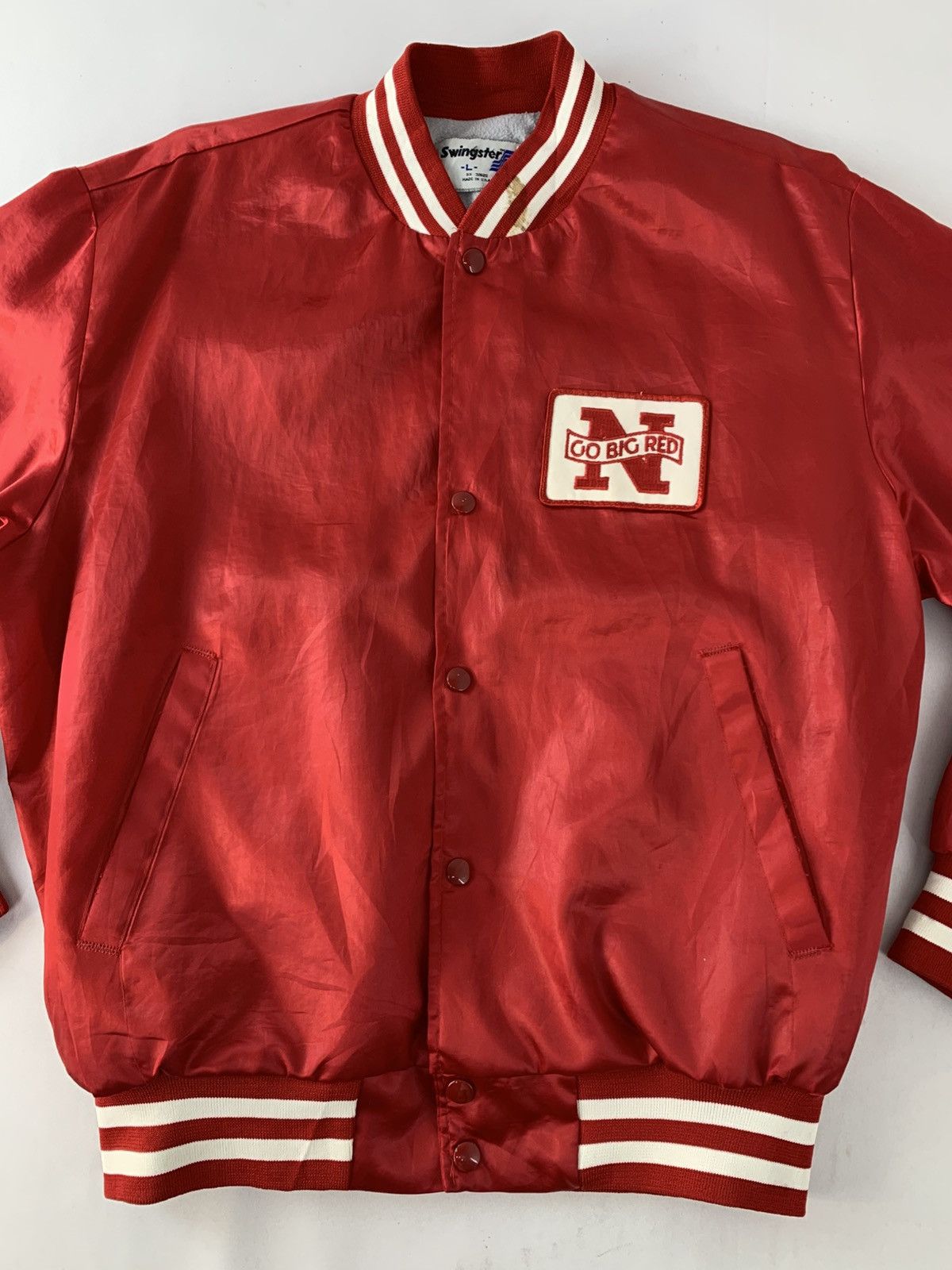 Swingster 90s Swingster Go Big Red Red Satin Bomber Varsity Jacket Size US L / EU 52-54 / 3 - 3 Thumbnail