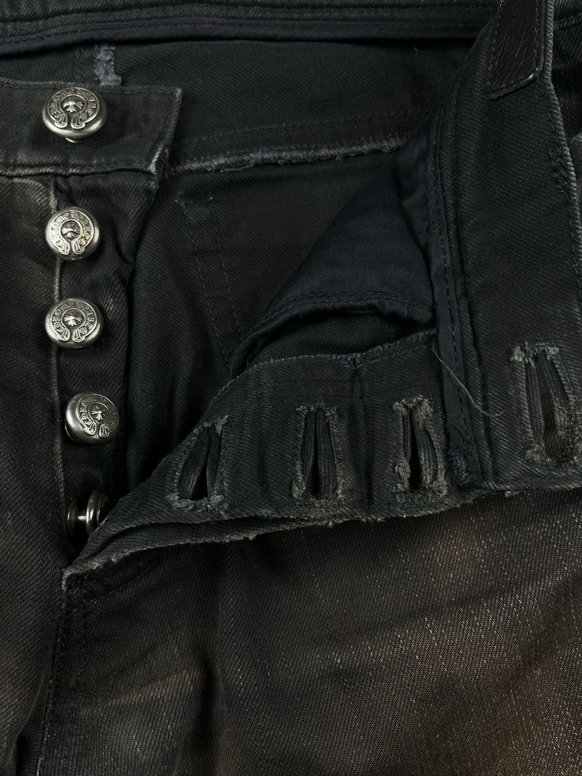Chrome Hearts Chrome Hearts Thrashed Faded Fleur Knee Silver Denim Jeans Size US 30 / EU 46 - 17 Thumbnail