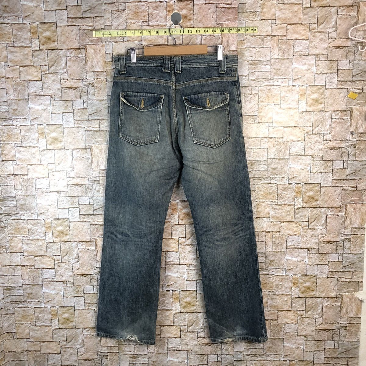Japanese Brand Top Valu Blue Distressed Denim Pants #A1117 Size US 30 / EU 46 - 13 Thumbnail