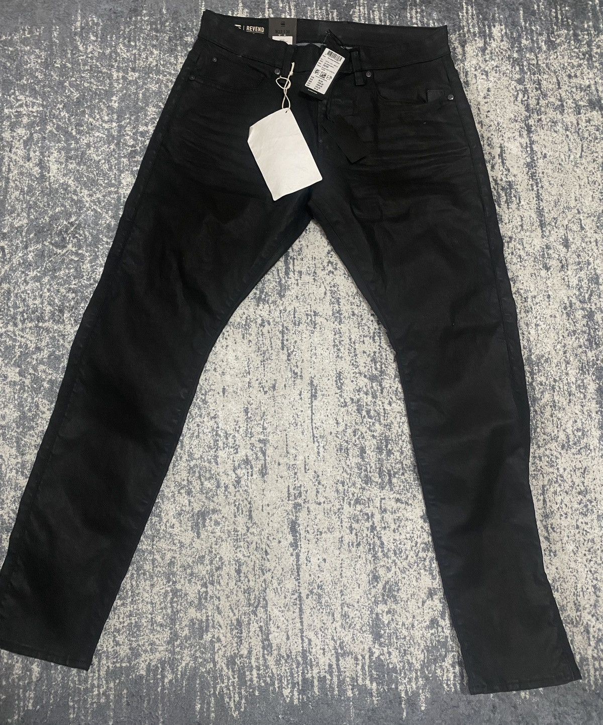 G-Star Revend Skinny Waxed Black with leather rings Size US 32 / EU 48 - 1 Thumbnail