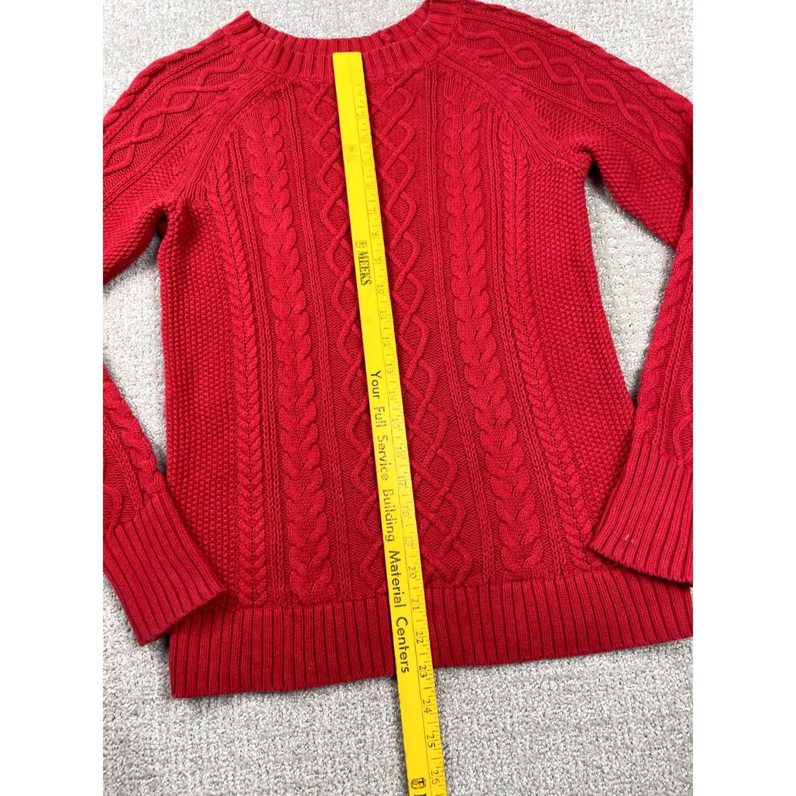 Gap GAP Sweater Womens XS Red Cable-Knit Cotton Chunky Fisherman Crewneck Pullover Size XS / US 0-2 / IT 36-38 - 2 Thumbnail
